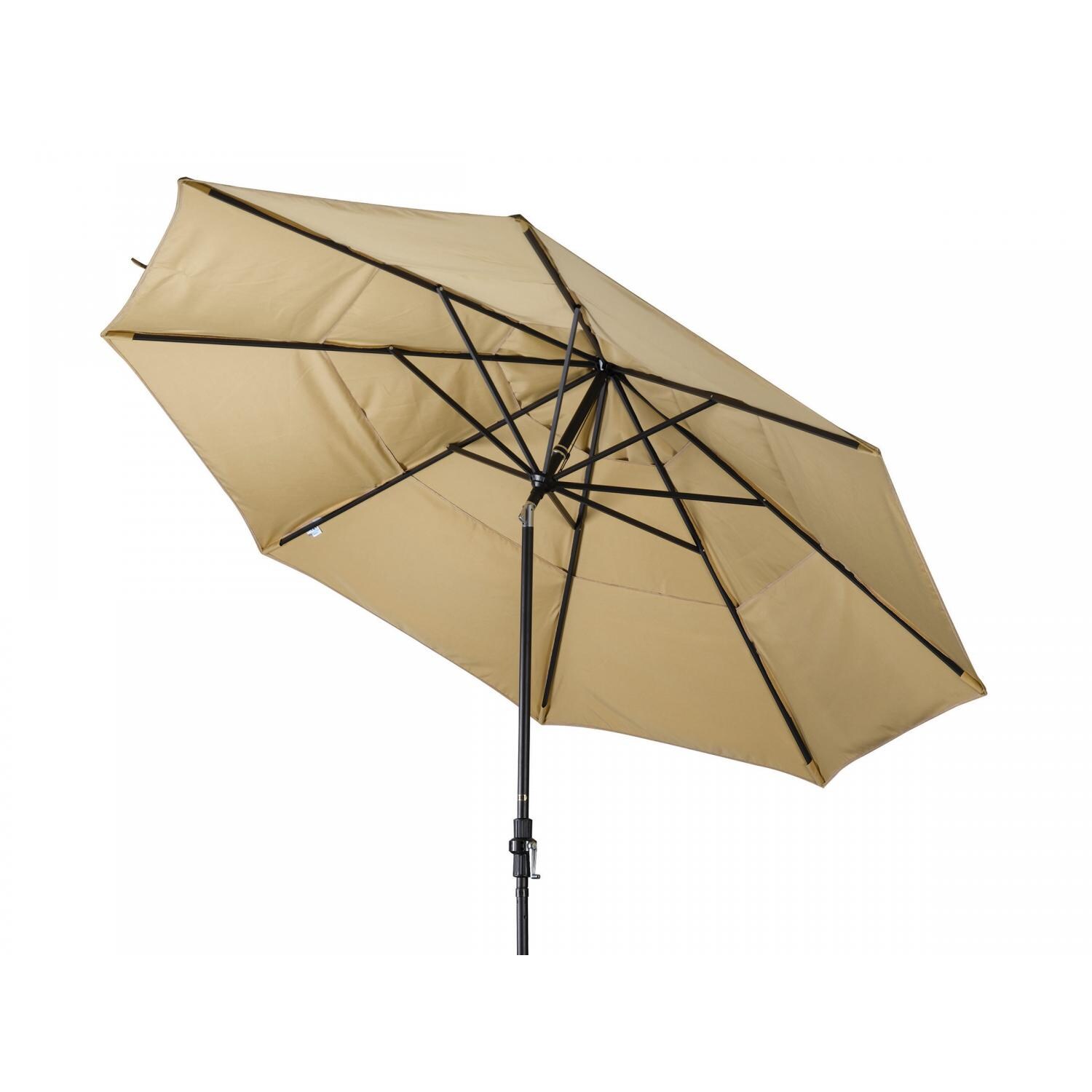 California Umbrella 11 Ft Octagonal Aluminum Collar Tilt Patio Umbrella W/ Crank Lift & Aluminum Ribs - Tilted (Shown in Sunbrella Canvas Antique Beige W/ Black Pole) thumbnail