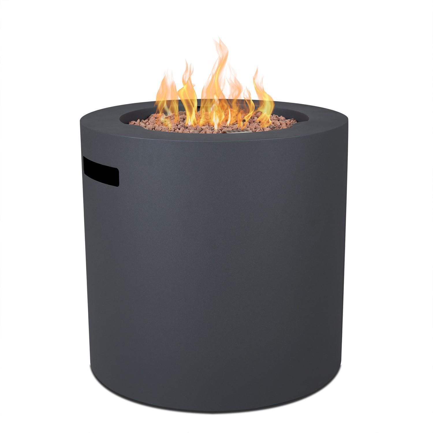 Elysian 24 Inch Round Steel Propane Fire Pit Table in Weathered Slate by Lakeview - White Background thumbnail