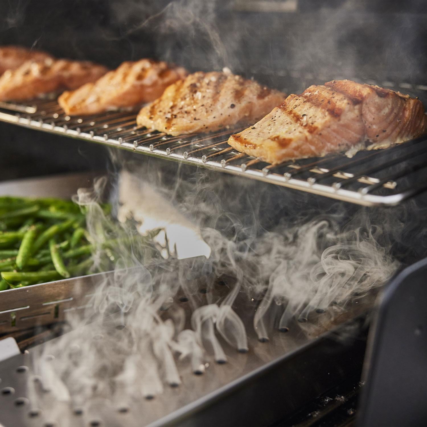 Weber 1500091 Summit GC38 S Propane Gas Grill Center - Stainless Steel - Salmon - Lifestyle thumbnail