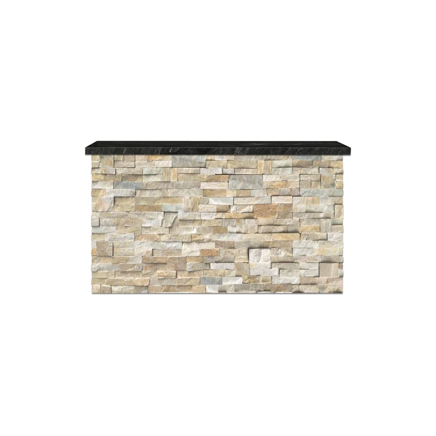 BBQGuys Signature 72 Inch 360 Degree Swivel Outdoor TV Lift Cabinet | Golden Honey w/ Black Granite