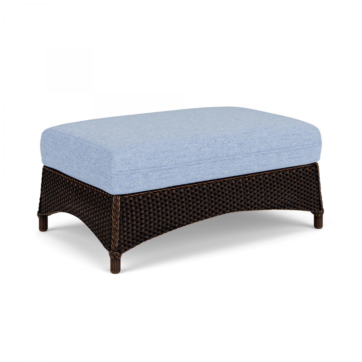 Lloyd Flanders Mandalay Large Ottoman in Mink Finish with Demo Skyway fabric - Angled thumbnail