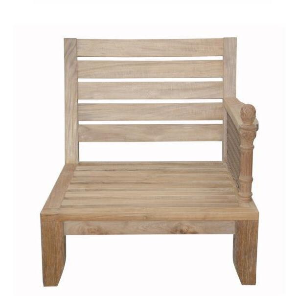 Anderson Teak Luxe Left Modular Teak Patio Club Chair - Front View Shown Without Cushion thumbnail