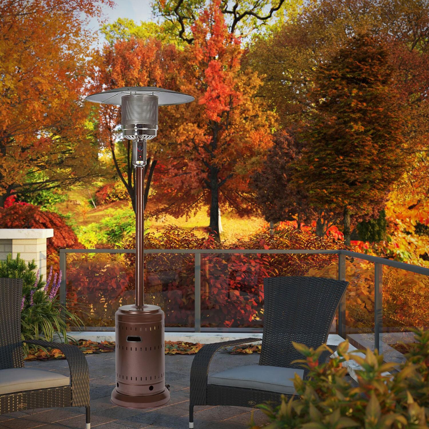 Ultimate Patio SC63008 Propane Portable Patio Heater - Aged Chestnut - On the Balcony
