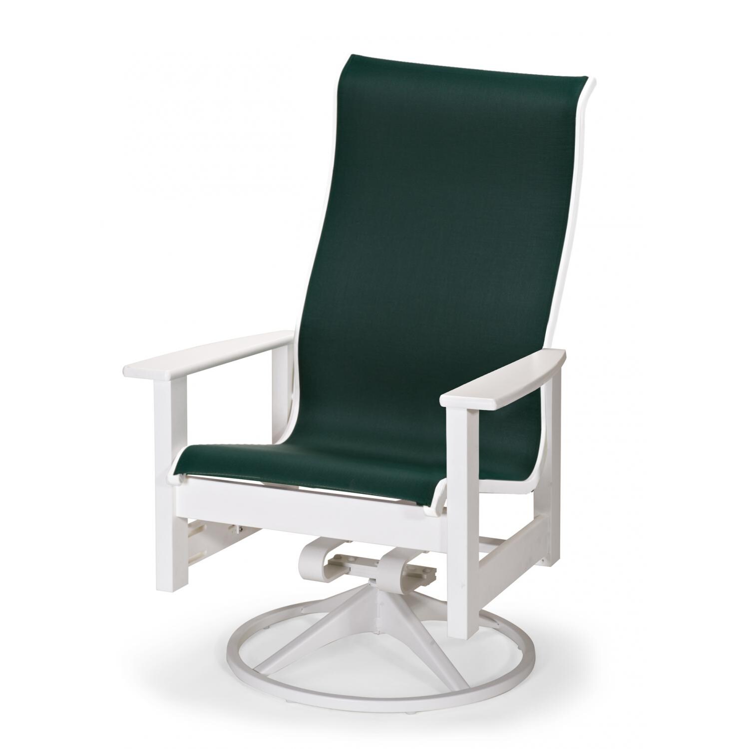 Leeward Supreme MGP Patio Swivel Rocker Dining Arm Chair By Telescope Casual - Textured Snow/Forest Green thumbnail