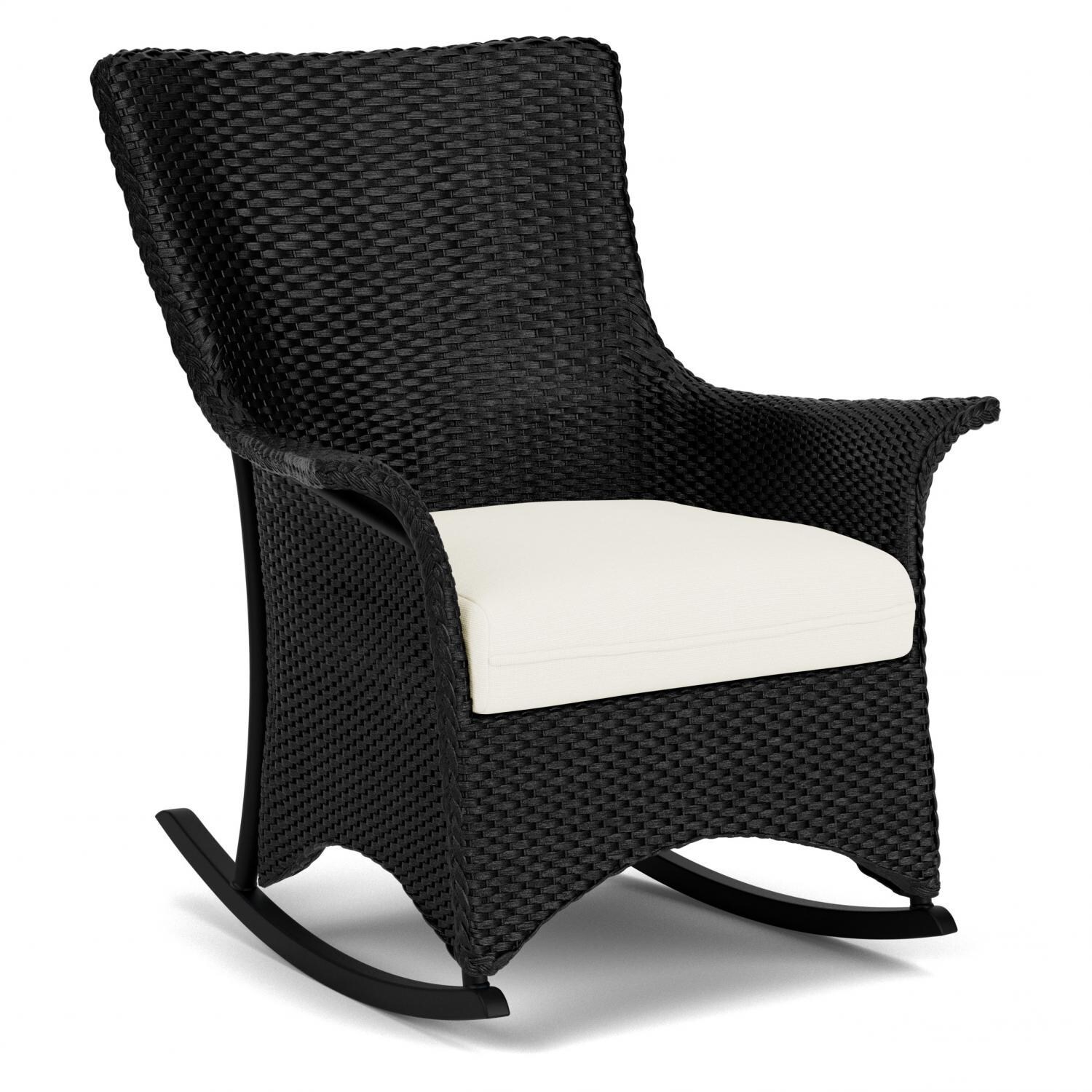 Lloyd Flanders Mandalay Porch Rocker in Ebony Finish with Sailcloth Salt fabric - Angled thumbnail