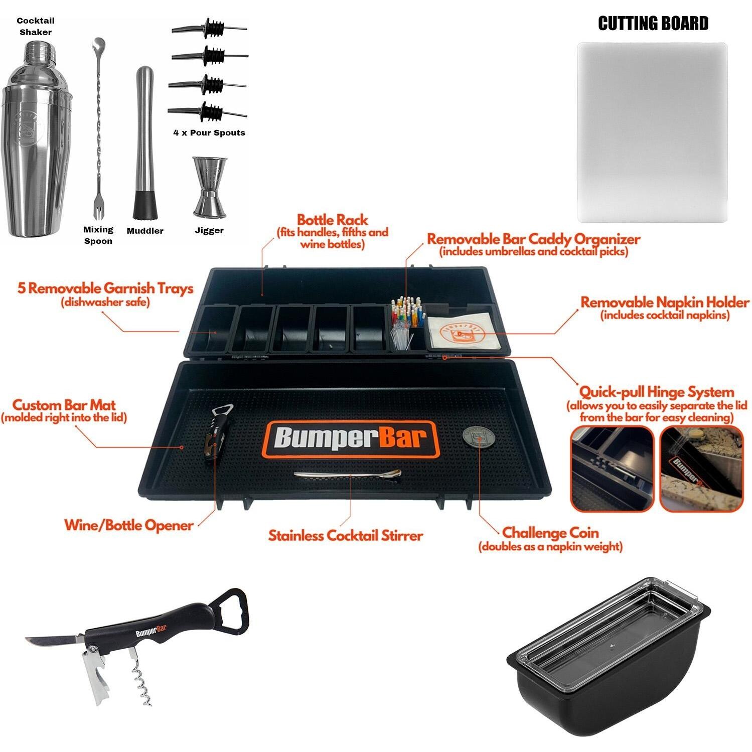 BumperBar WBBD Compact Portable Bar System - Components - White Background thumbnail