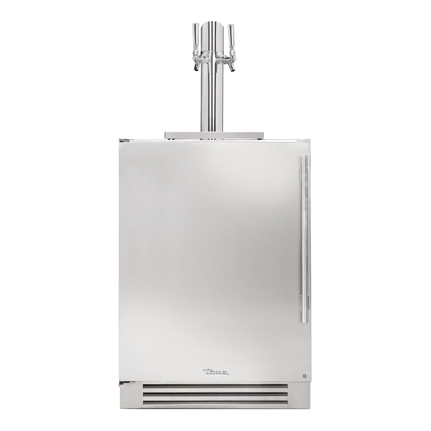 True 24 Inch Left Hinge Outdoor Dual Tap Beverage Dispenser - Stainless Steel - TUR-24DD-L-SS-C
