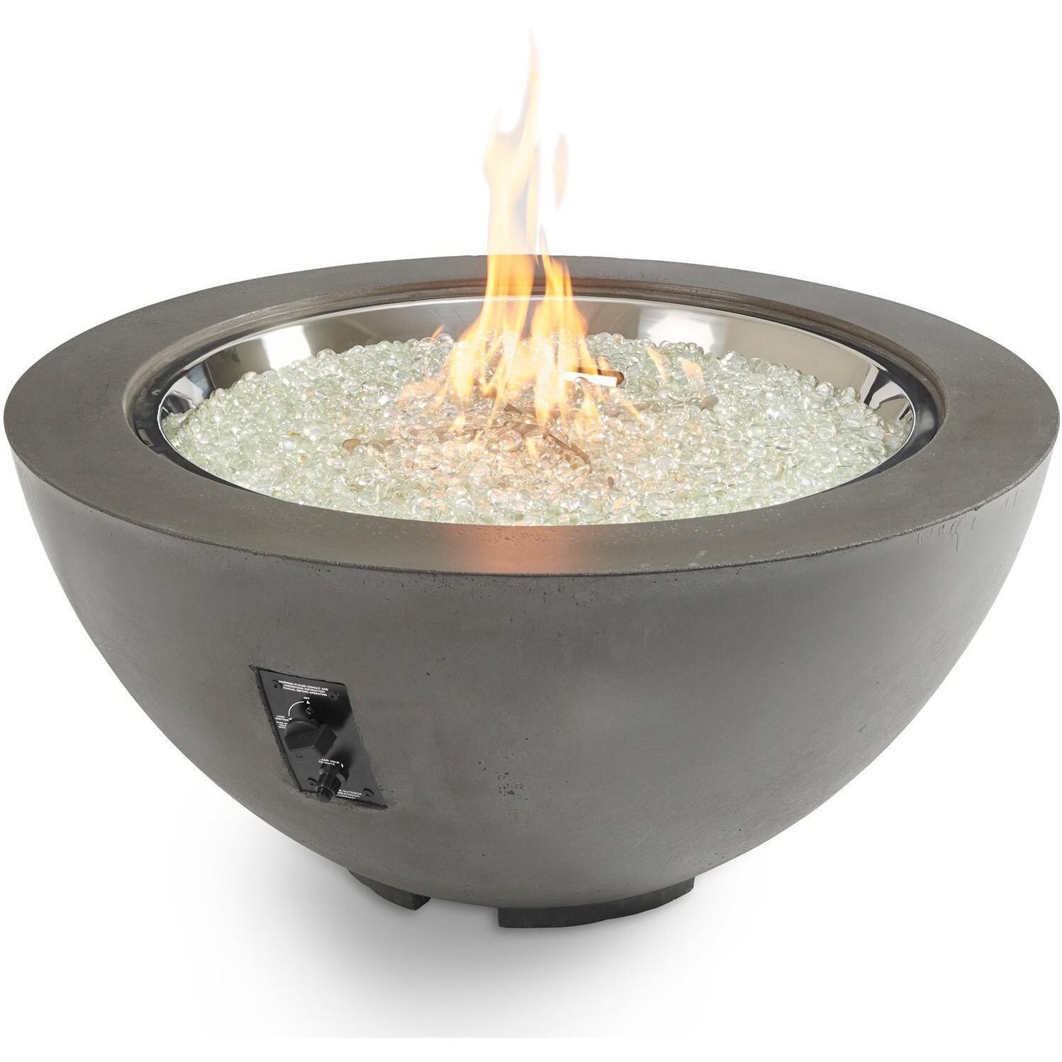Villa View 42 Inch Round GFRC Natural Gas Fire Bowl in Midnight Mist by Lakeview Outdoor Designs