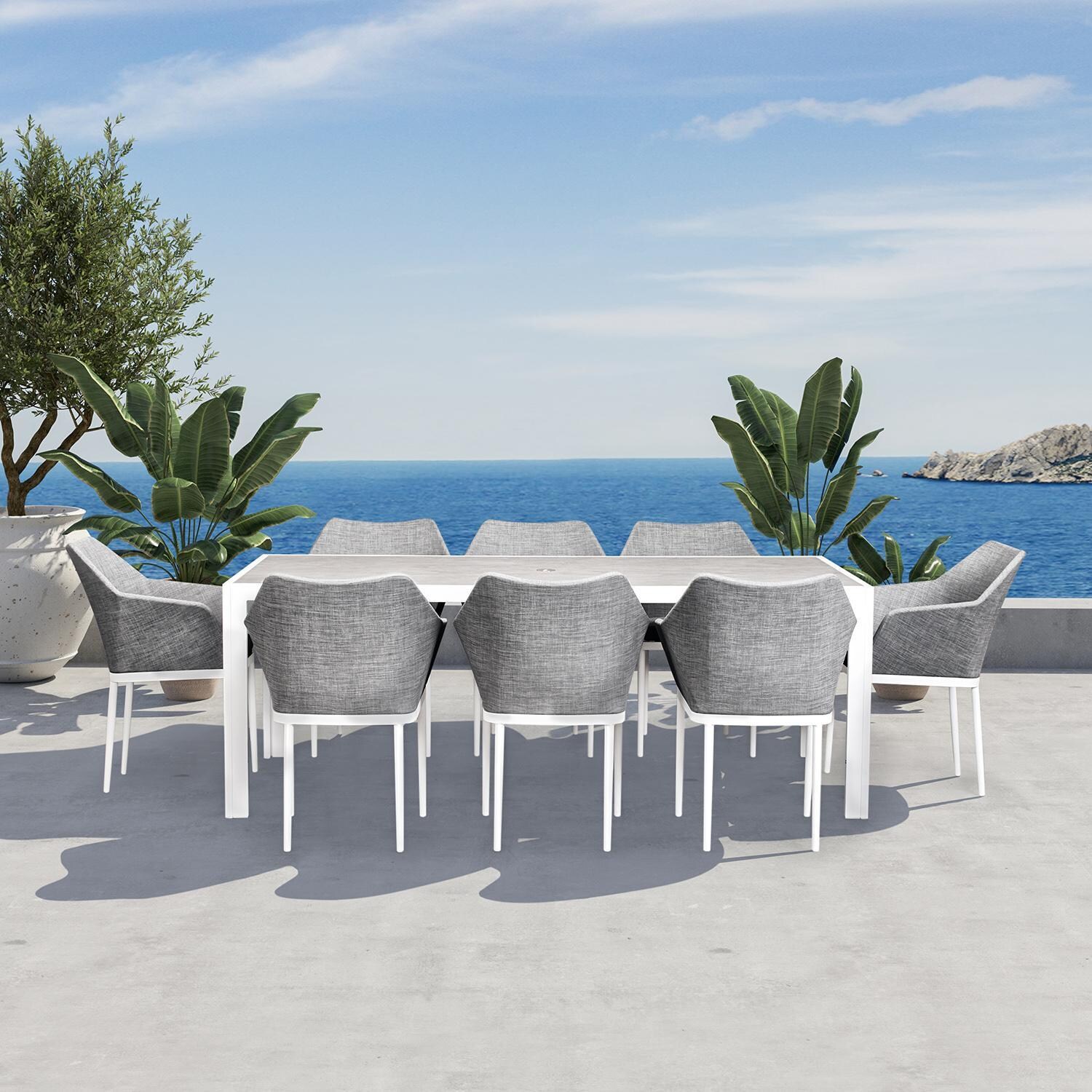 Starlook Bay 9 Pc Aluminum Dining Set - Rectangular in White by Lakeview Outdoor Designs