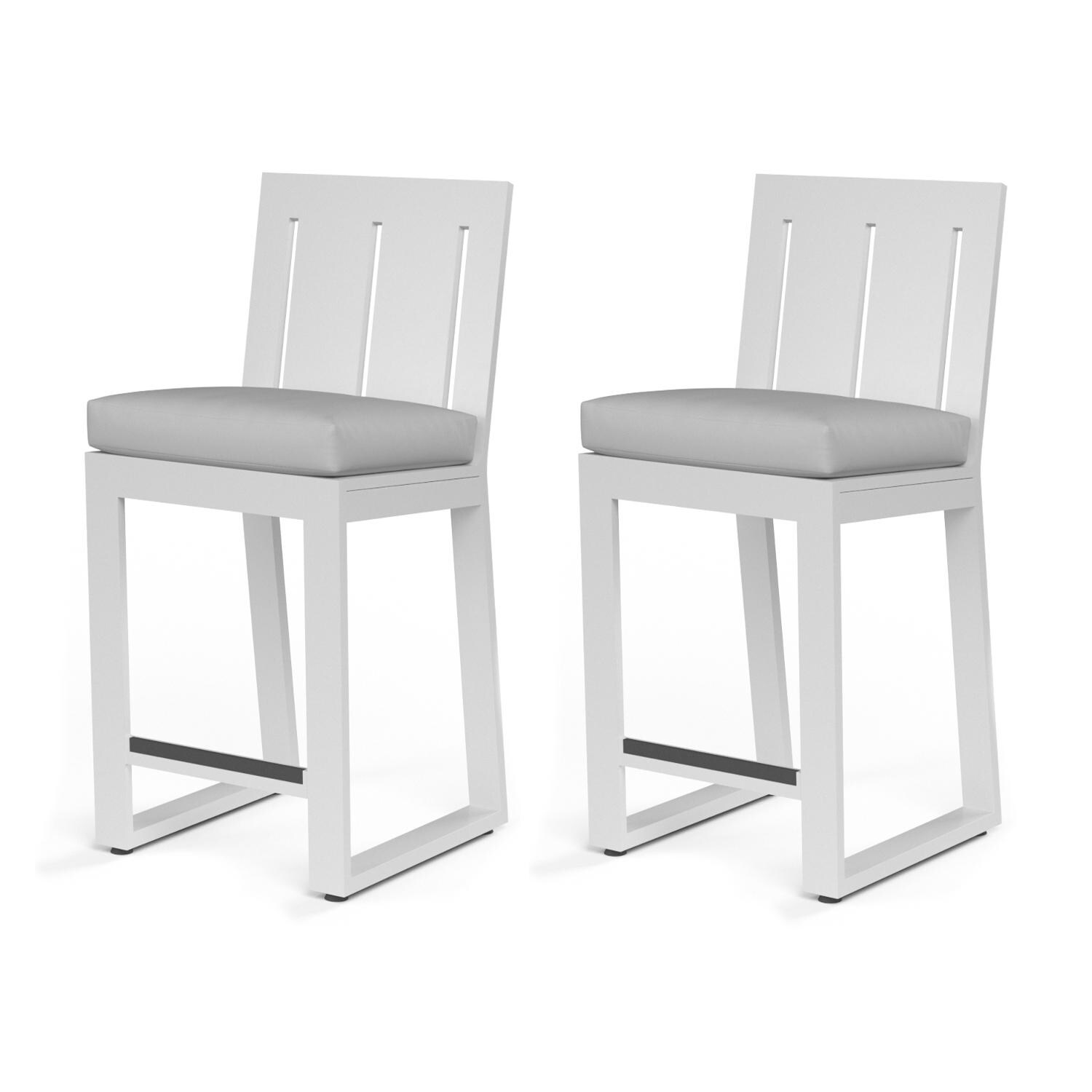 Sunset West - 4801-7B-40433 (2) - Newport 2 Piece Aluminum Patio Barstool Set W/ Sunbrella Cast Silver Cushions thumbnail