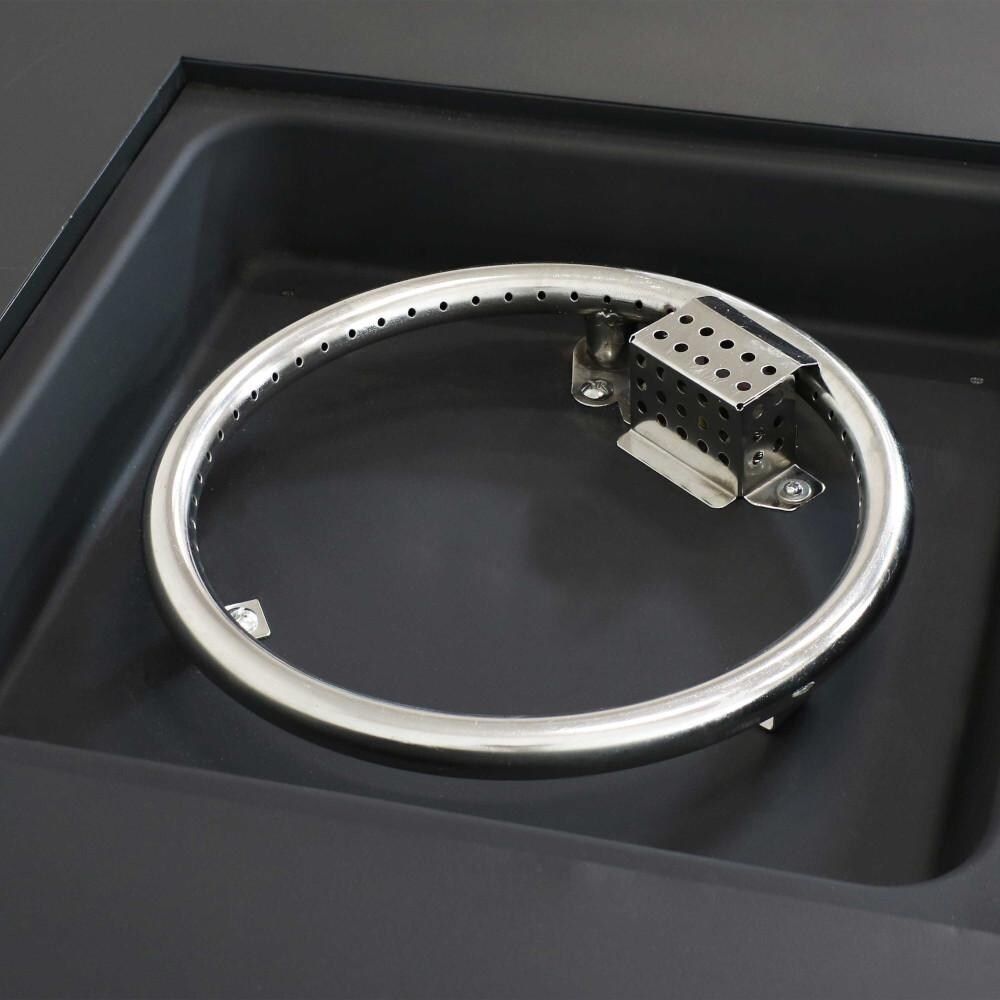 Ultimate Patio 28-Inch Square Propane Gas Fire Pit w/ Brown Rafa Fabric - Burner thumbnail