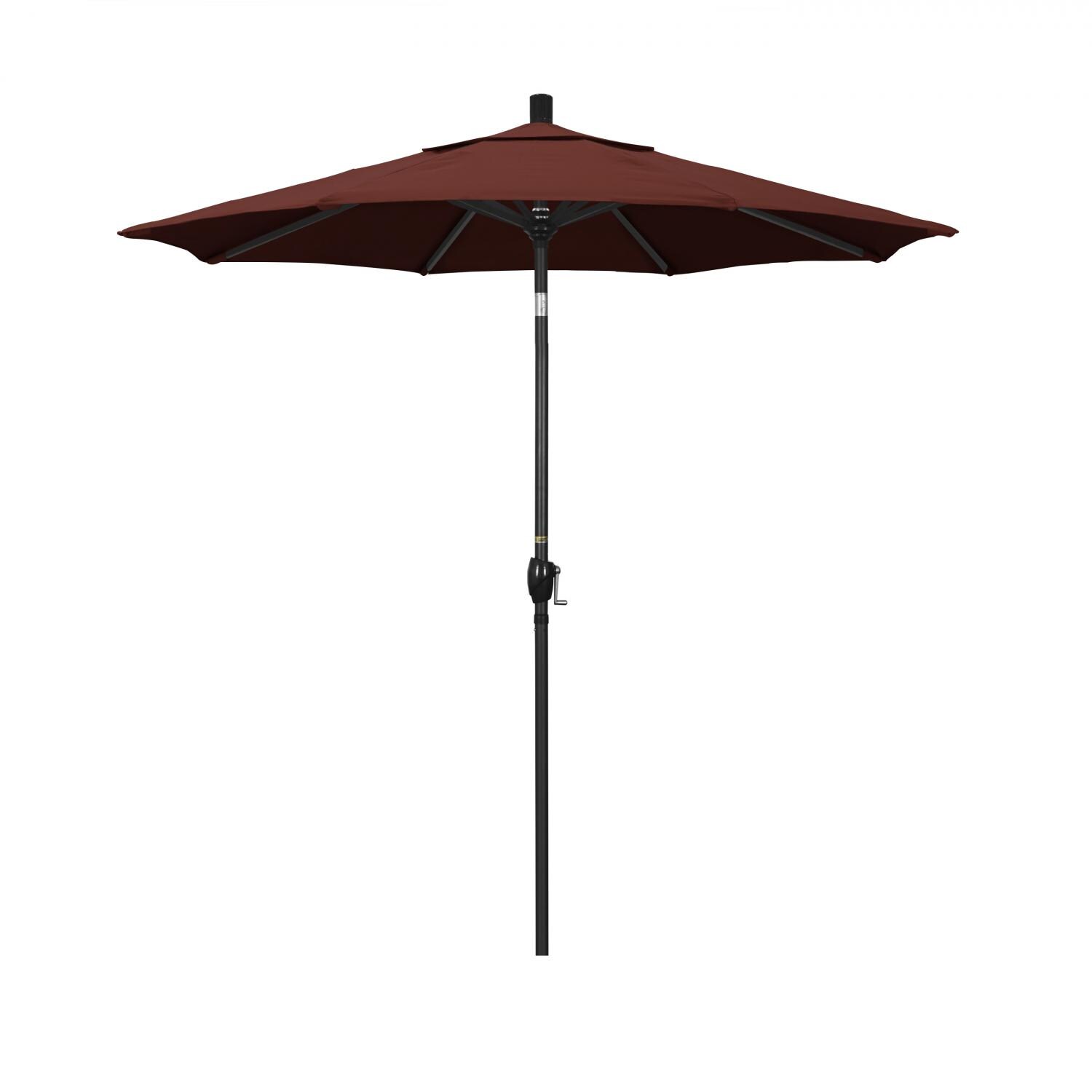California Umbrella 7.5 Ft Octagonal Aluminum Push Button Tilt Patio Umbrella W/ Crank Lift & Aluminum Ribs - Stone Black Frame / Sunbrella Canvas Henna Canopy thumbnail
