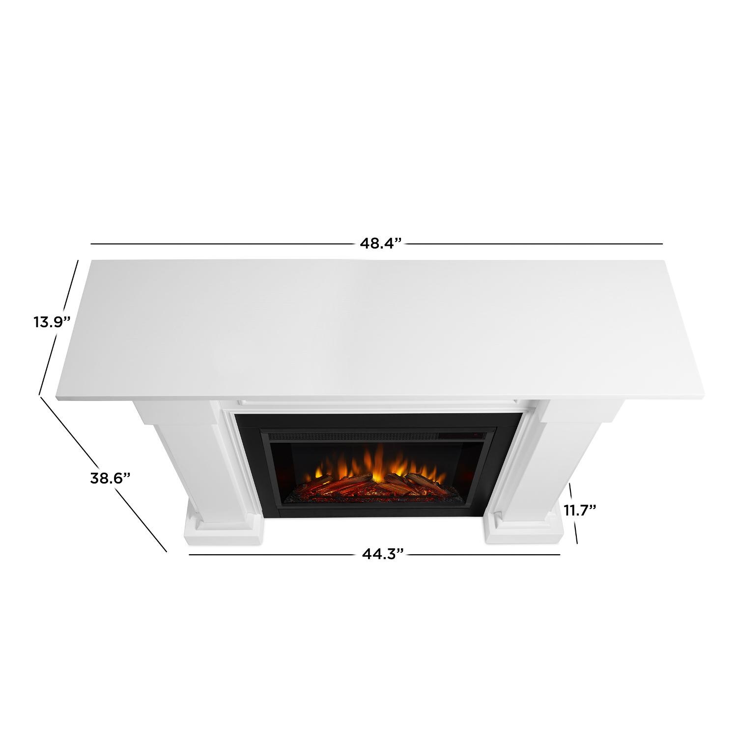 Real Flame - 7910E-W - Hillcrest 48-Inch Electric Fireplace With Mantel - White - Overall Dimensions thumbnail