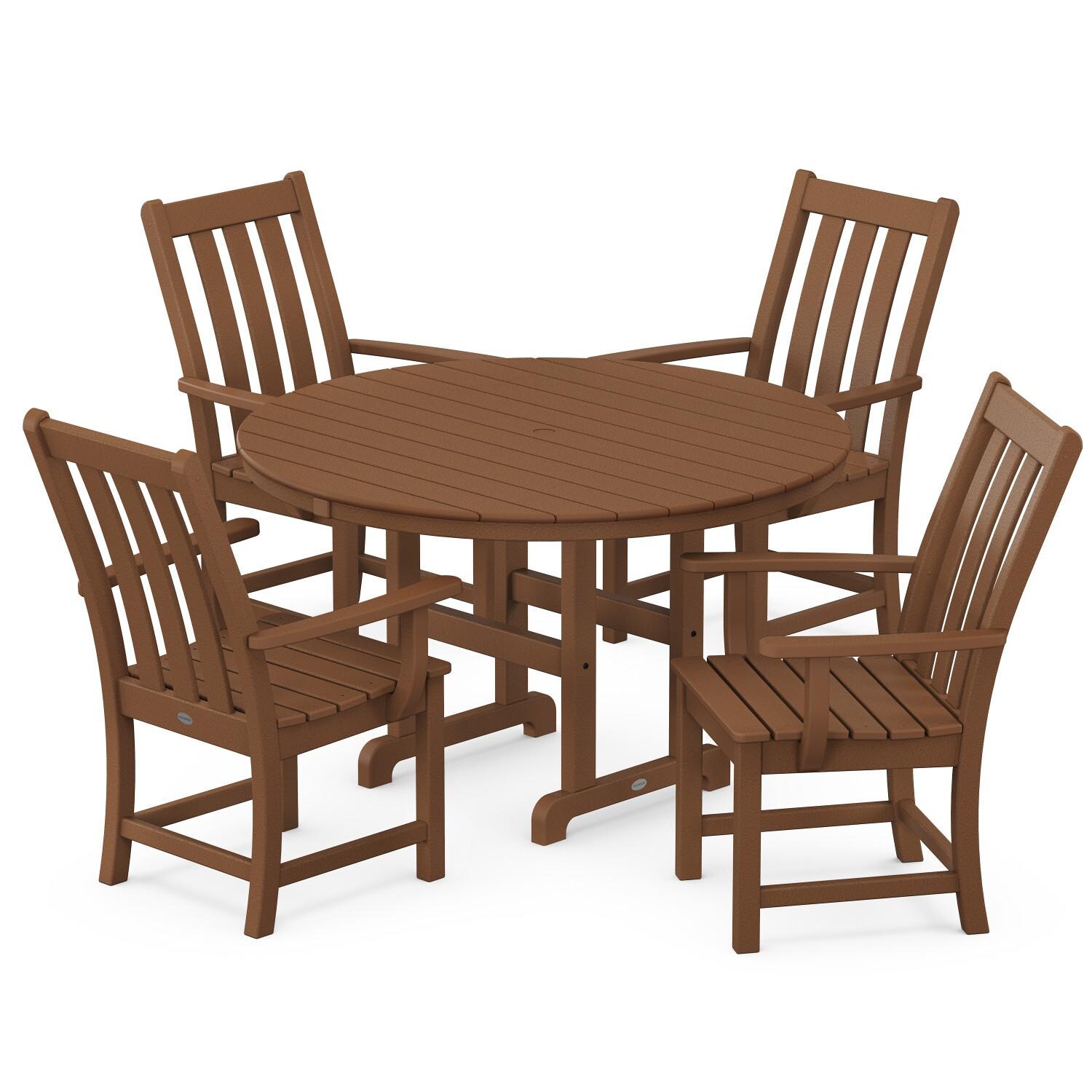 POLYWOOD PWS651-1-TE Vineyard 5-Piece Round Arm Chair Dining Set thumbnail