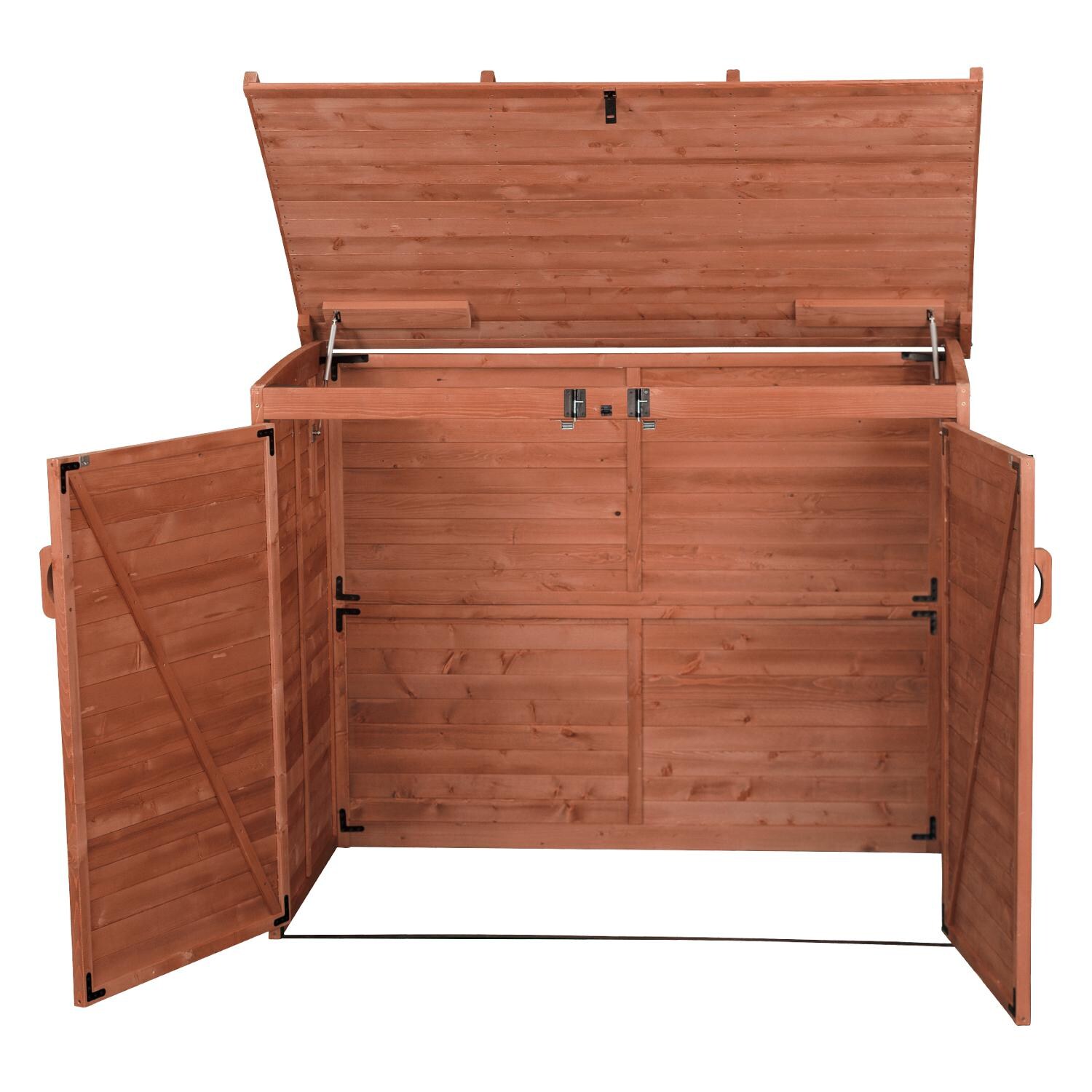 Leisure Season Horizontal Refuge 5 Ft. 5 In X 3 Ft. 2 In. Large Wood Storage Shed - Shown Open & Empty thumbnail