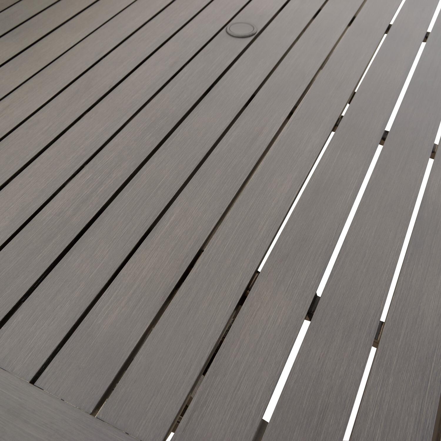 Darlee Brooklyn 11 Piece Patio Dining Set W/ 88 X 60-Inch Rectangular Dining Table & Sesame Cushions - Table Detail thumbnail