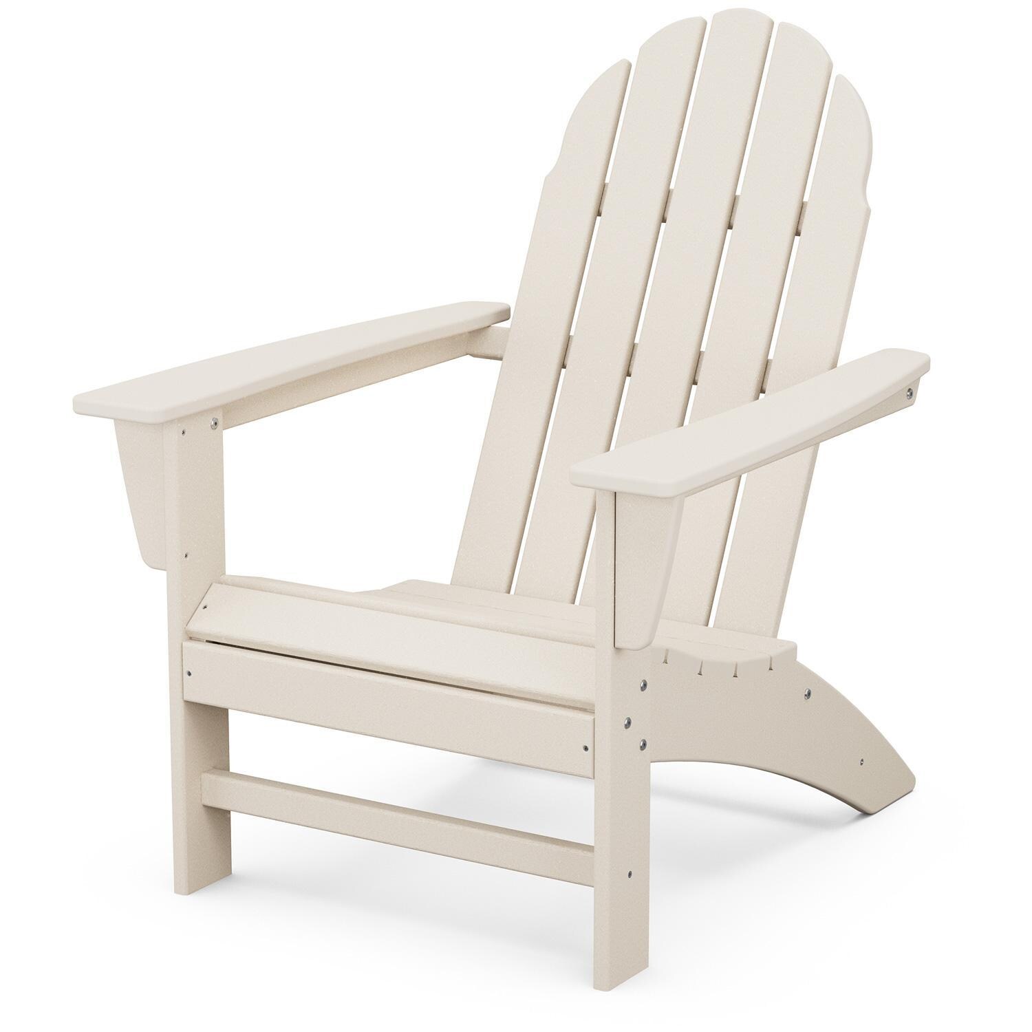 POLYWOOD Vineyard Adirondack Chair - Mahogany - Back Patio - Shown in Sand finish - Lifestyle thumbnail