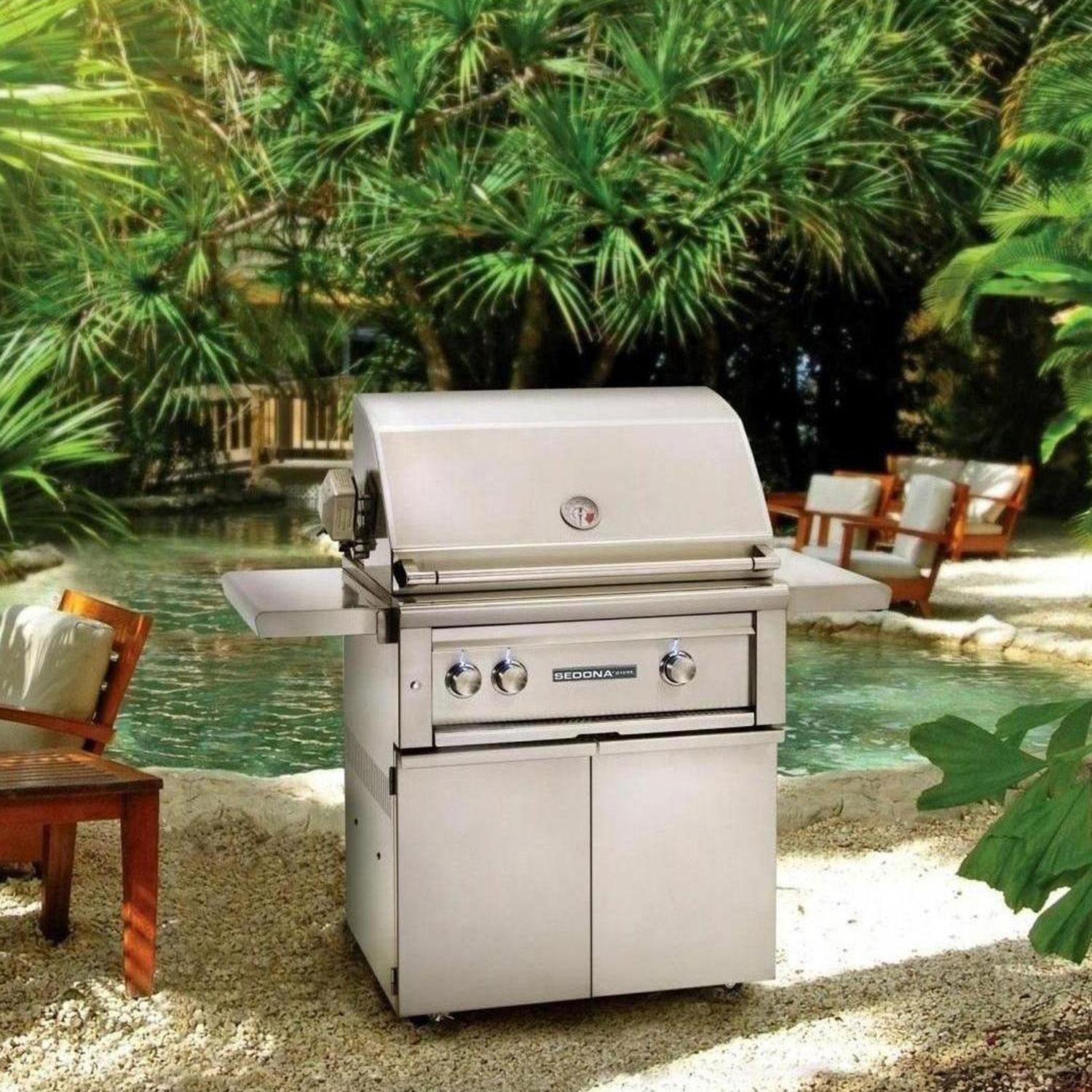 Lynx Sedona 30 Inch Natural Gas Grill On Cart w/ One ProSear & One SS Tube Burner - Back Patio - Lifestyle thumbnail