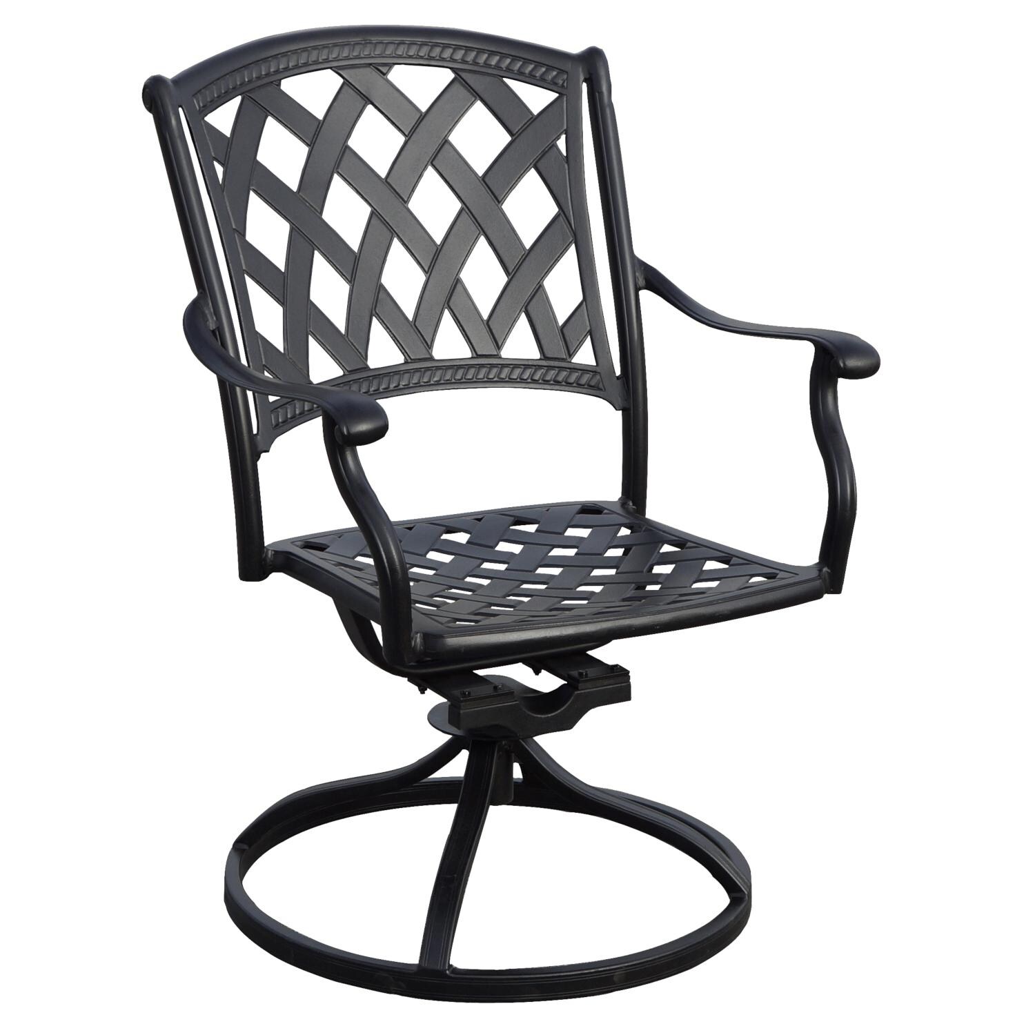 Darlee 201630-7PC-30RE Ocean View 7 Piece Cast Aluminum Patio Dining Set W/ 72 X 42 Inch Rectangular Table & Sesame Cushions - Swivel Rocker Dining Chair Frame thumbnail