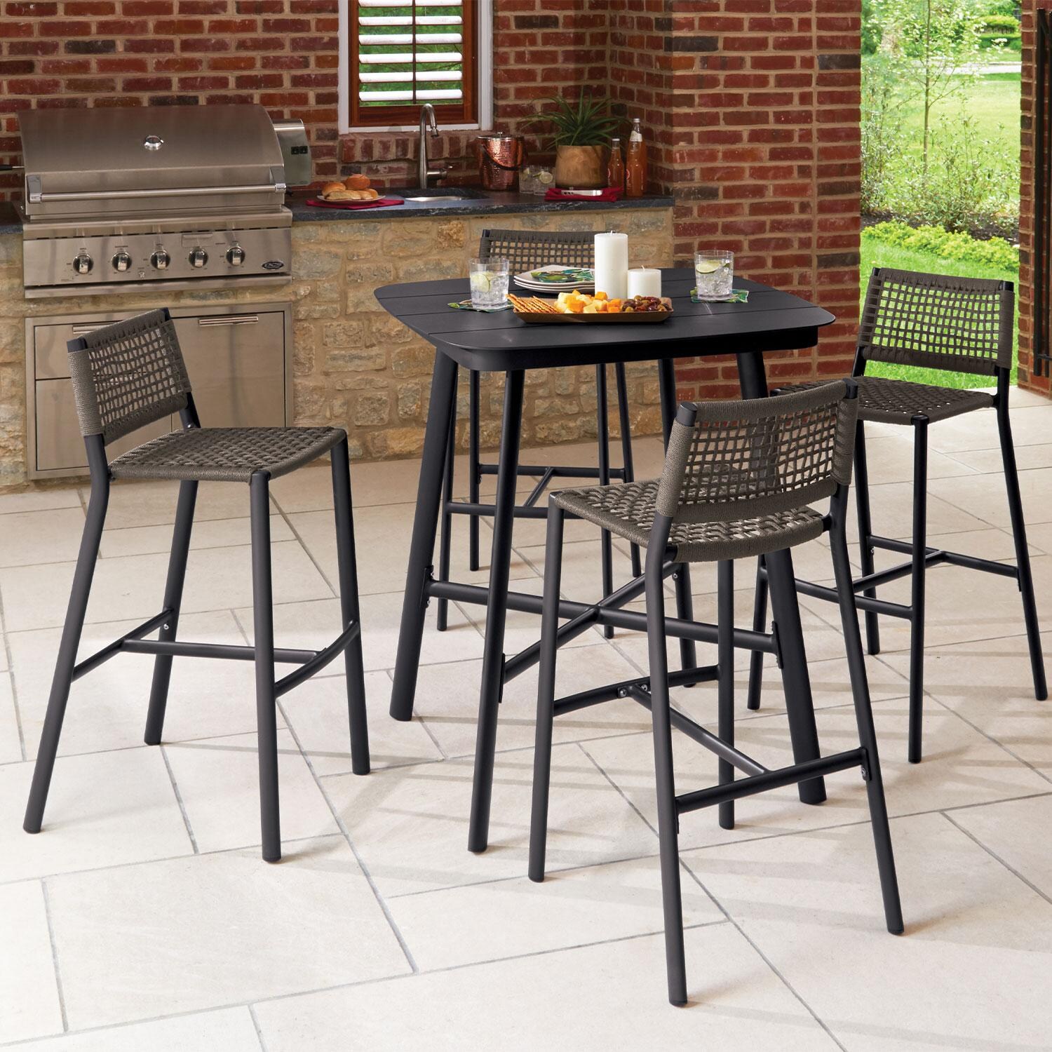 Eiland 5 Pc Powder-Coated Aluminum Bar Set in Mocha/Carbon By Oxford Garden - Lifestyle thumbnail