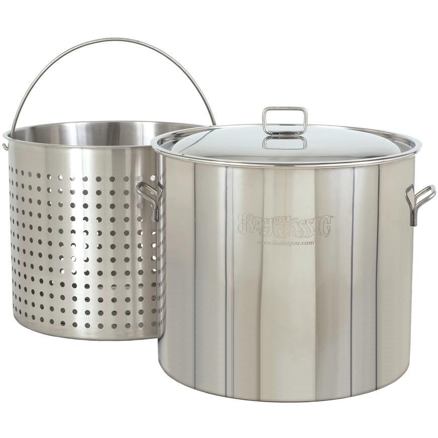 Bayou Classic Baskets Pots With Full Sized Basket 82 Quart Stainless Steel Stock Pot - 1182 - Basket and Pot thumbnail