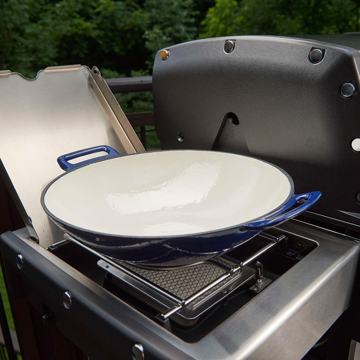 Broil King Side Burner Wok Ring - Stainless Steel - 69719 - Wok Added (Not Included) - Lifestyle thumbnail