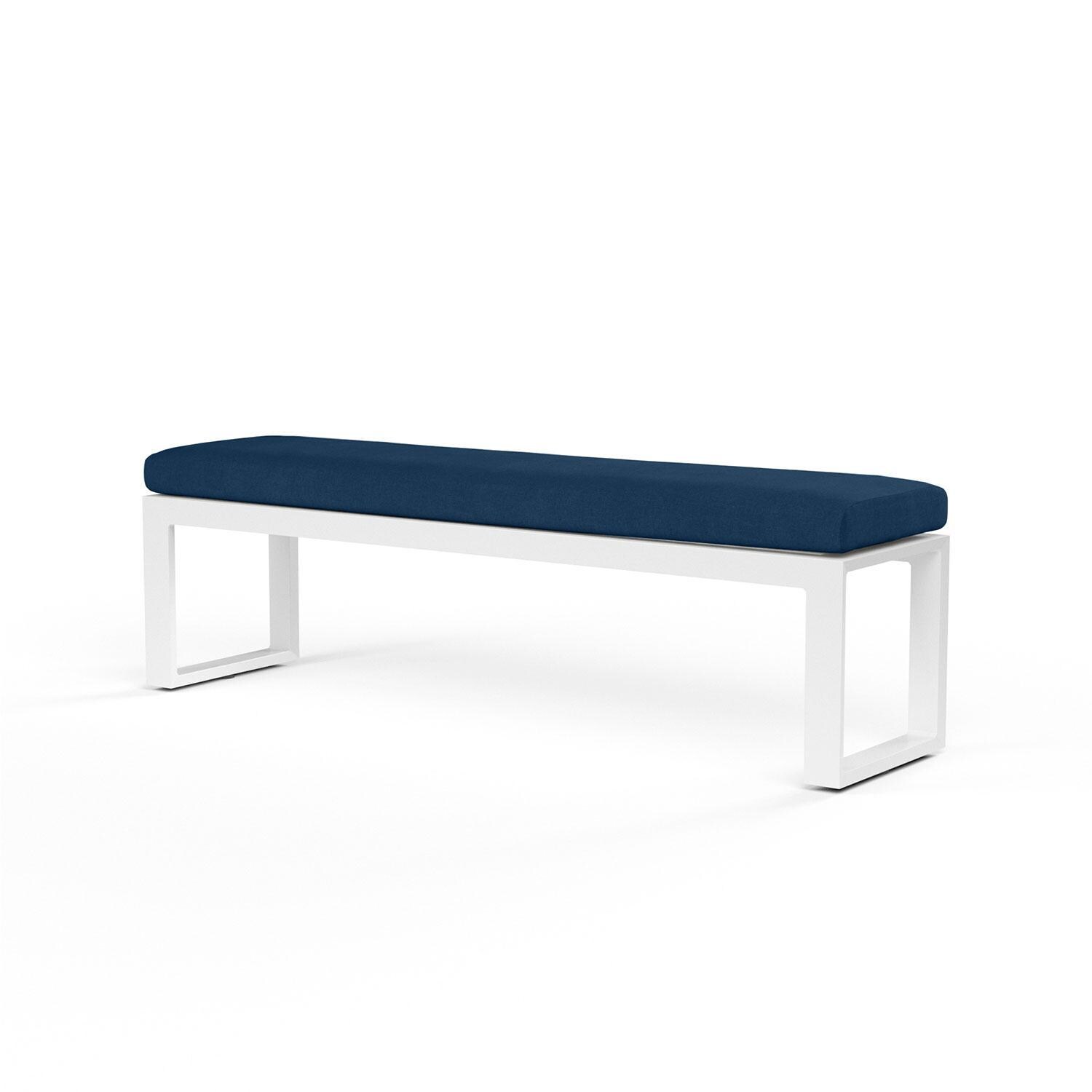 Newport Aluminum Patio Dining Bench in Spectrum Indigo w/ No Welt by Sunset West - Display - White Background thumbnail