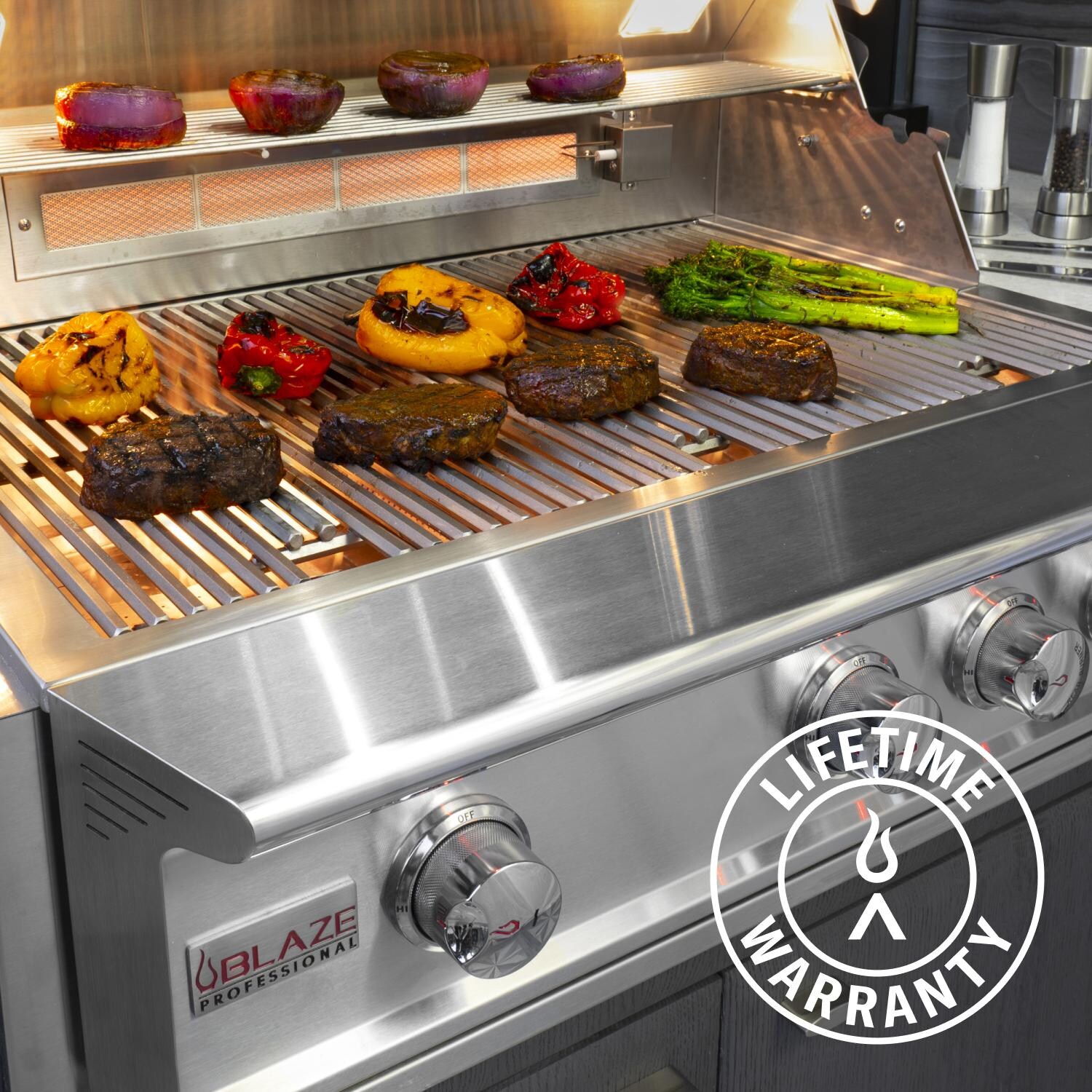 Blaze BLZ-3PRO-LP Professional LUX 34-in 3-Burner Natural Gas Grill w/ Rotisserie - Cooking - Lifestyle thumbnail