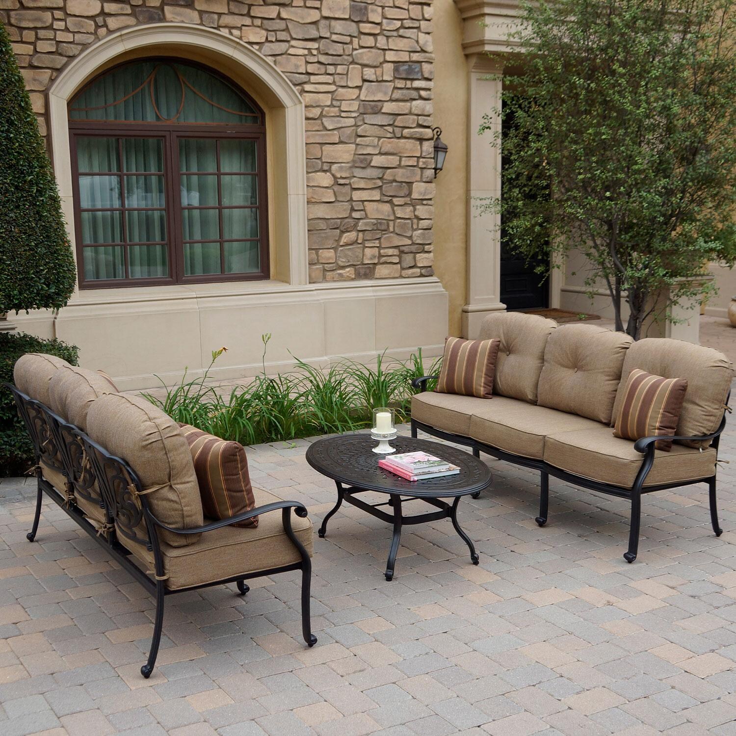 Darlee Cast Aluminum 46 X 31 Oval Coffee Table - Outdoor Seating - Lifestyle thumbnail