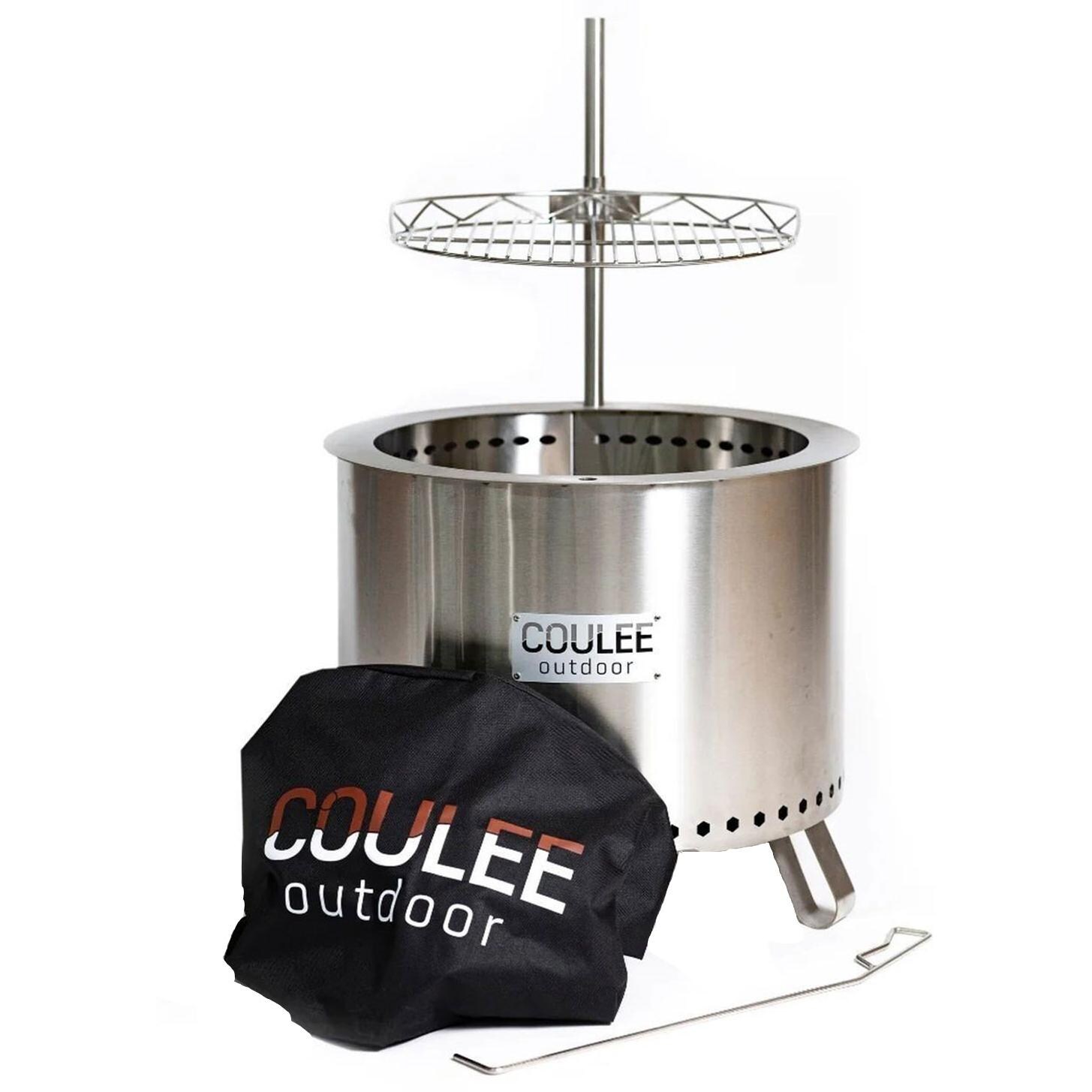 Colorado 21 Inch Round Stainless Steel Wood/Pellet Fire Pit in Stainless Steel by Coulee Outdoor