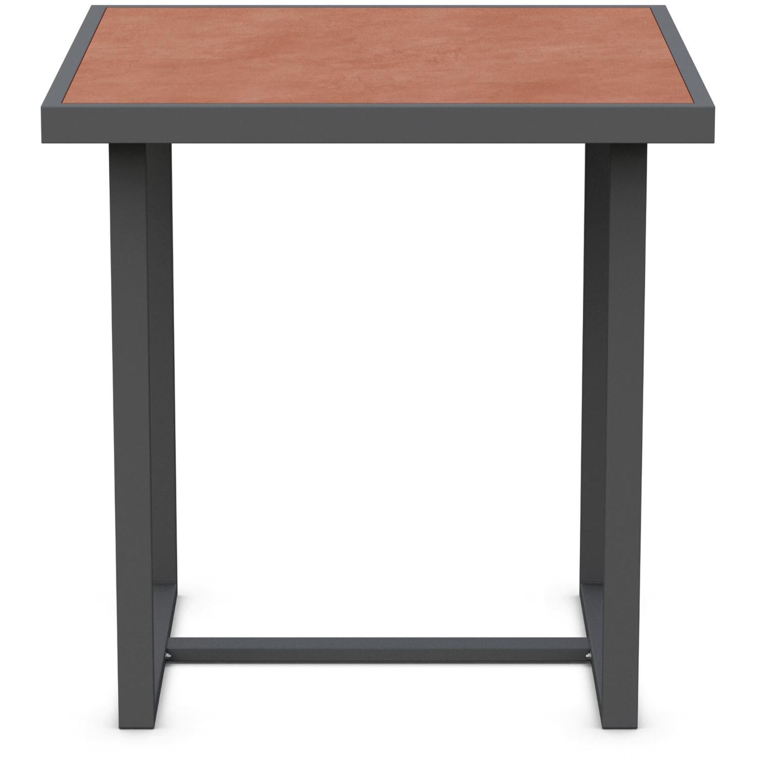 Azzurro Living Pavia 35 Inch Charcoal Aluminum Counter Table W/ Umber Dekton Top - Front - White Background thumbnail