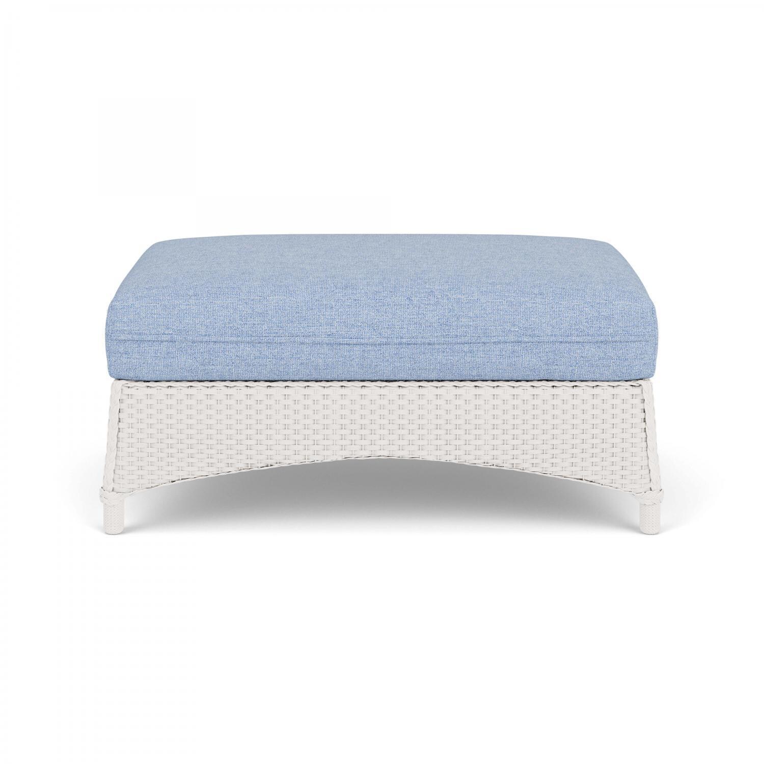 Lloyd Flanders Mandalay Large Ottoman in White Finish with Demo Skyway fabric - Back thumbnail