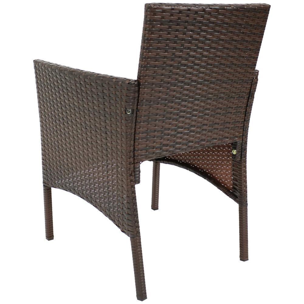 Ultimate Patio Mixed Brown Rattan W/ Blue Cushions 4-Piece Patio Set - Back of Chair - Detail thumbnail