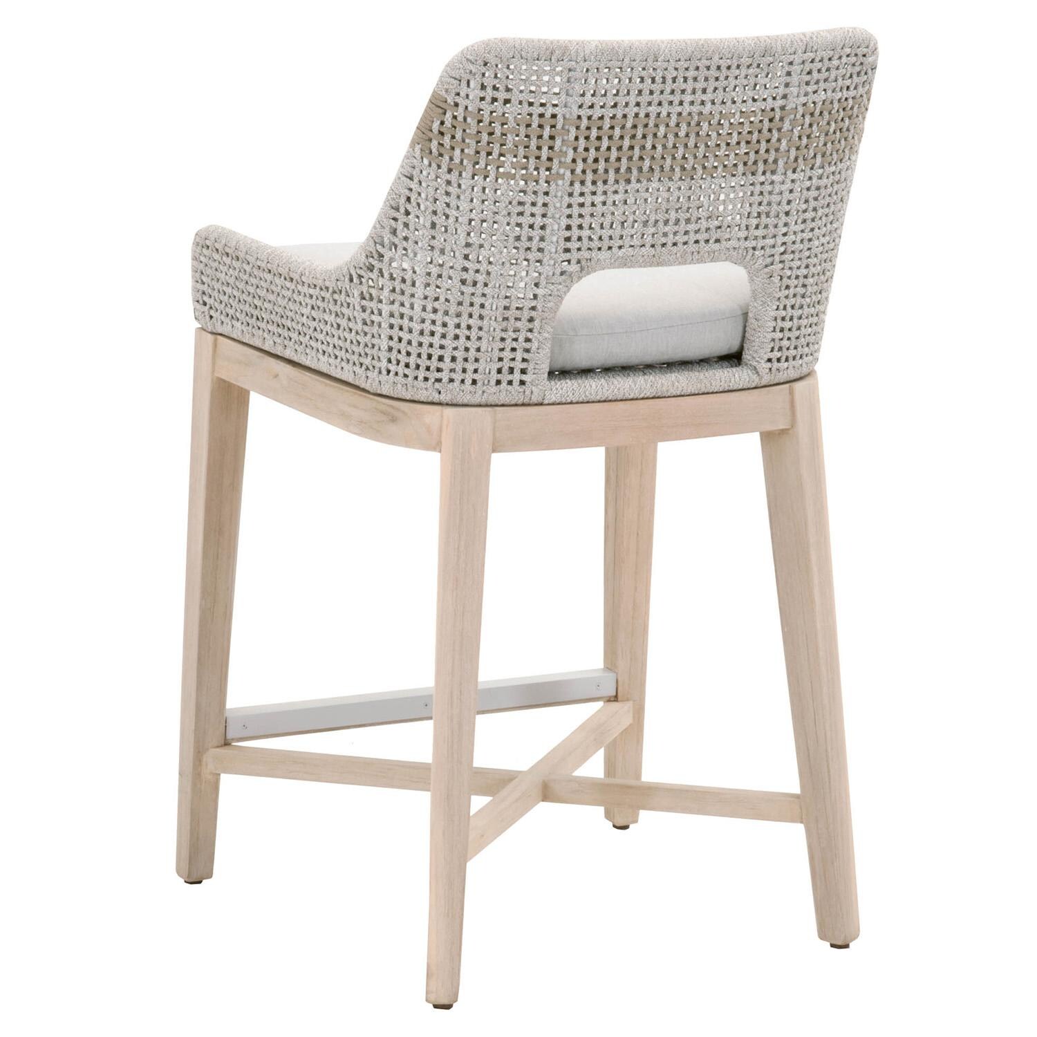 Cocoa Way Woven Rope Counter Stool in Taupe & White By Lakeview - Back Angle View thumbnail