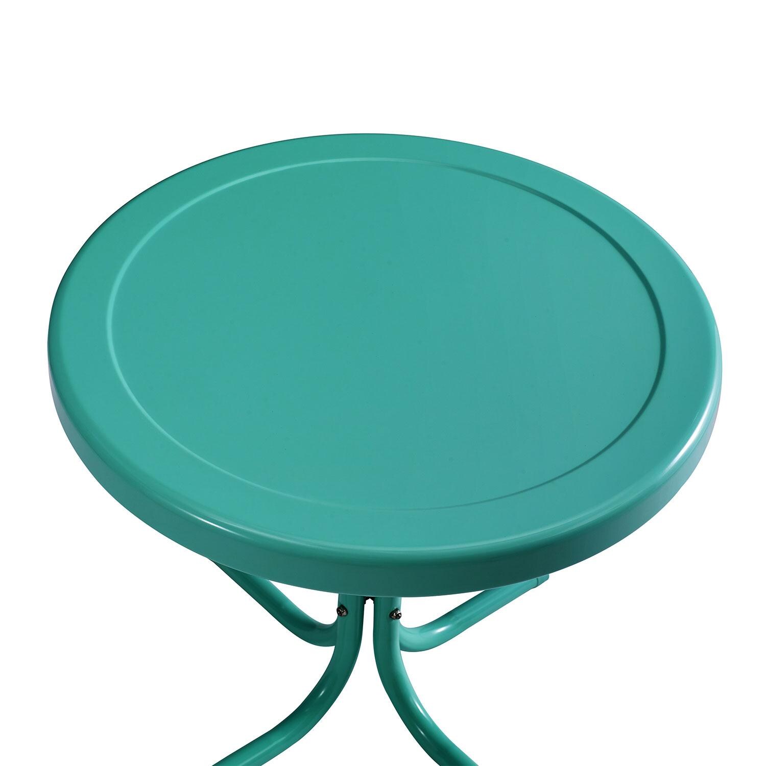 Ultimate Patio UP-32252TU 3Pc Retro Outdoor Chair Set in Turquoise W/ Turquoise Gloss Table - Table Top - Detail thumbnail