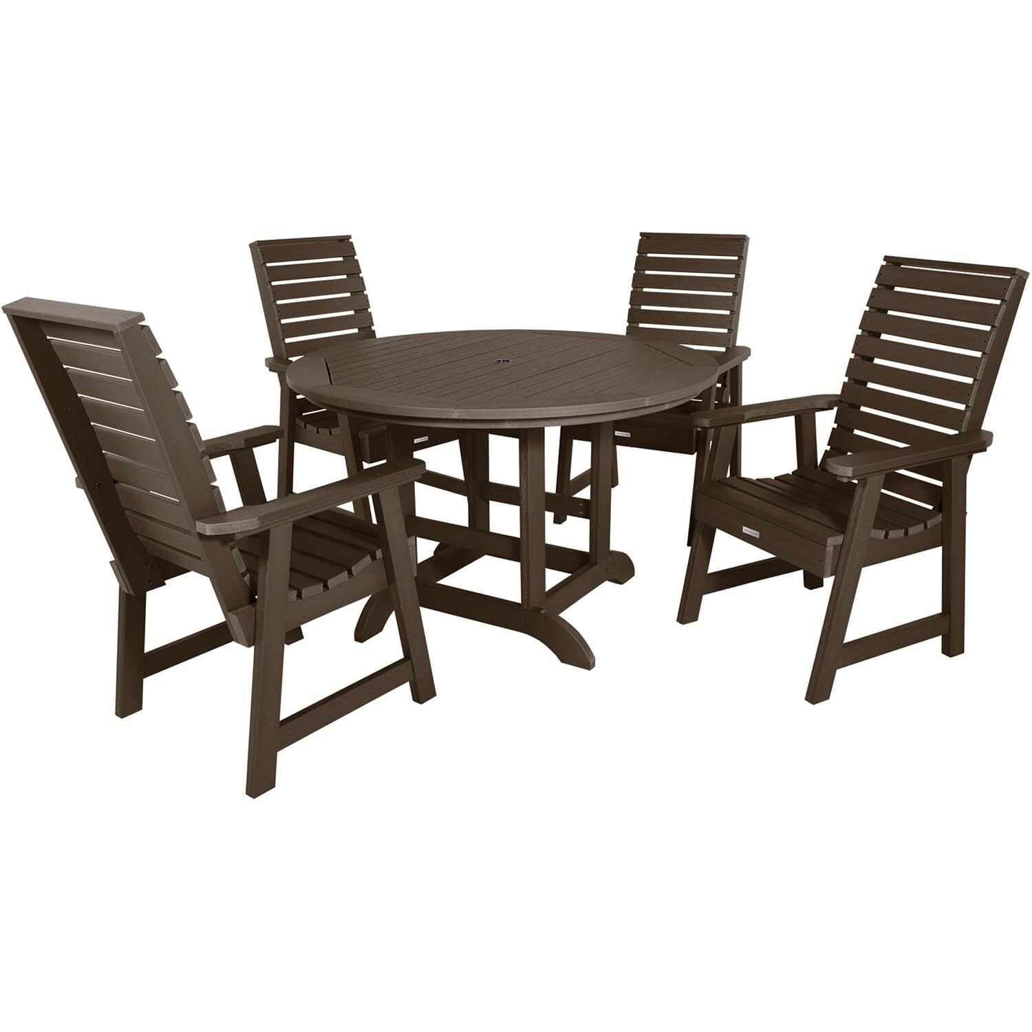 Elm Pointe 5 Pc Recycled Plastic Dining Set in Weathered Acorn by Lakeview Outdoor Designs - White Background thumbnail