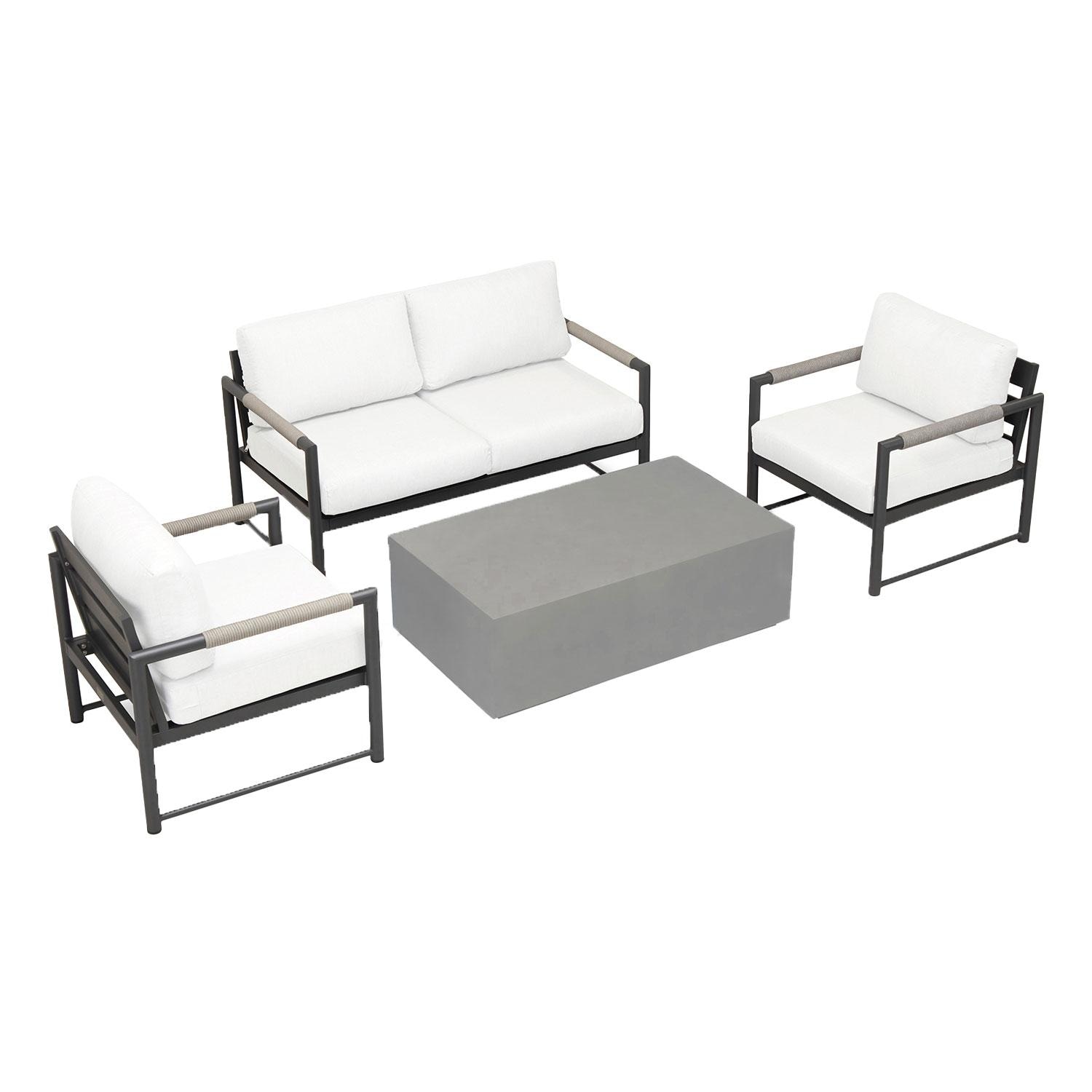 Lakeview AVEBAY-SL-PG-SET111-CN Avenue Bay Slate/Pebble Gray 5 Pc Loveseat Set - Canvas Natural - Overhead View - White Background thumbnail