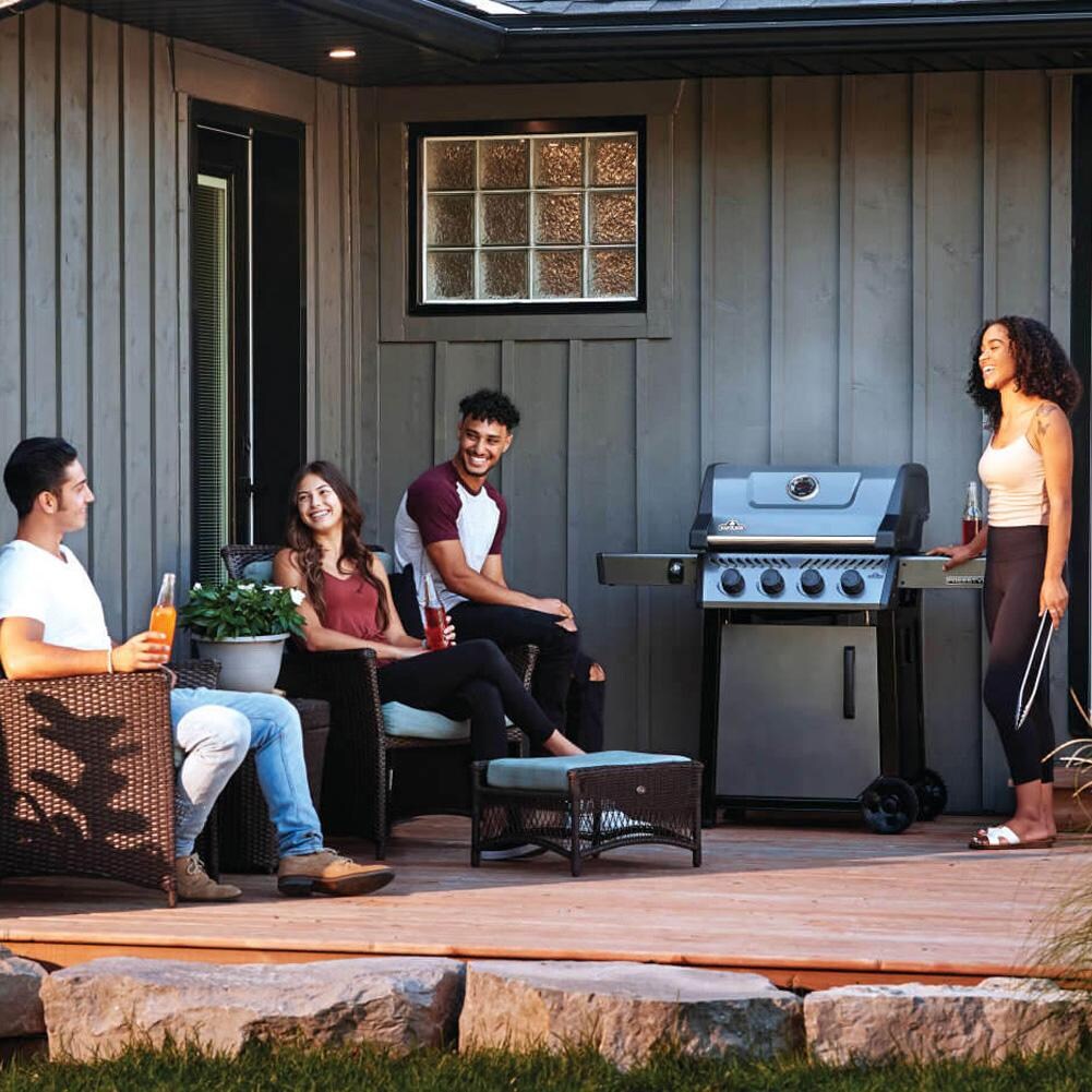 Napoleon F425DNGT Freestyle 425 4 Burner Natural Gas Grill - Graphite Grey - On Patio - Lifestyle thumbnail