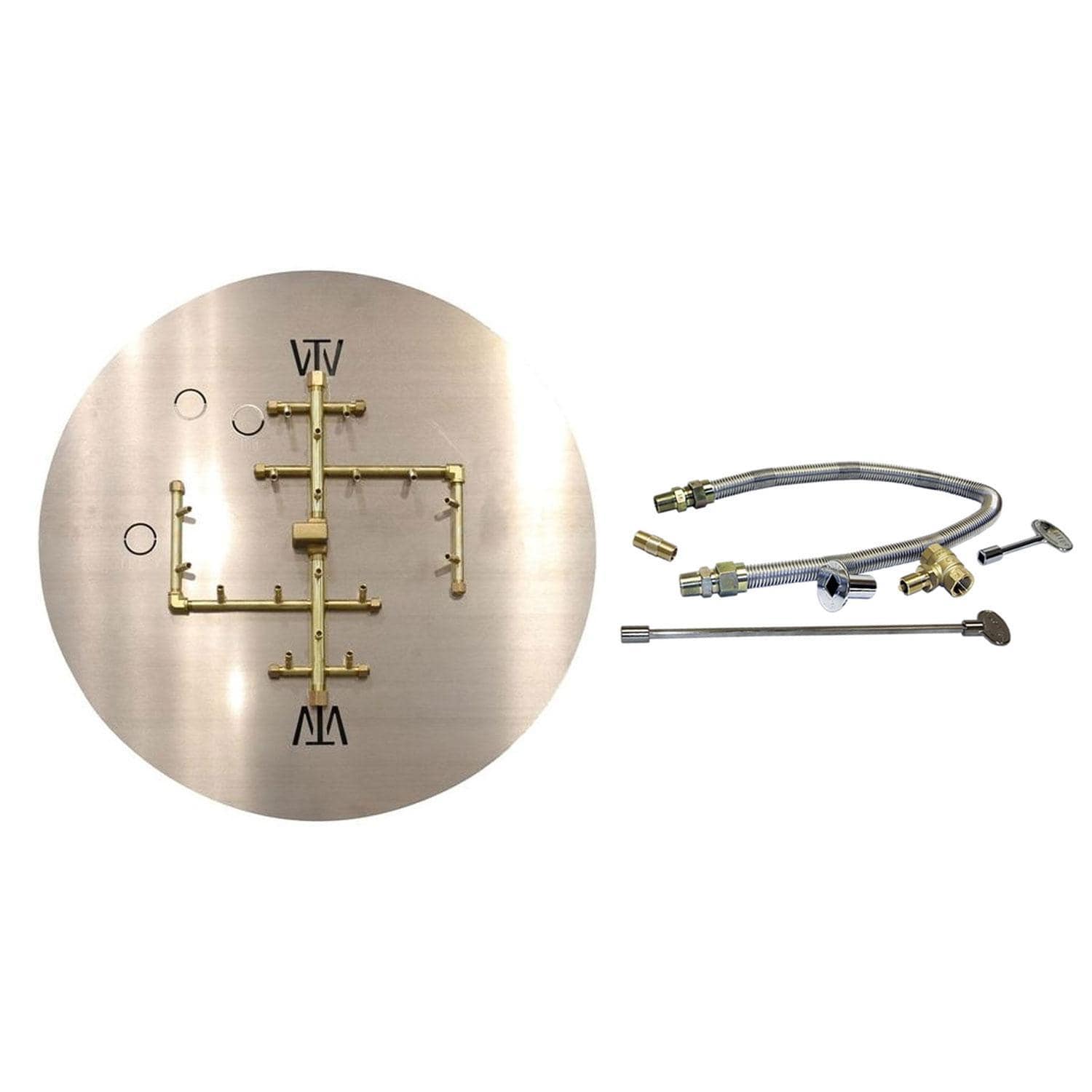 Warming Trends 17 3/4 X 15 1/2 CROSSFIRE Brass Natural Gas/Propane Burner w/ 30-in Circular Plate & Flex Line Kit