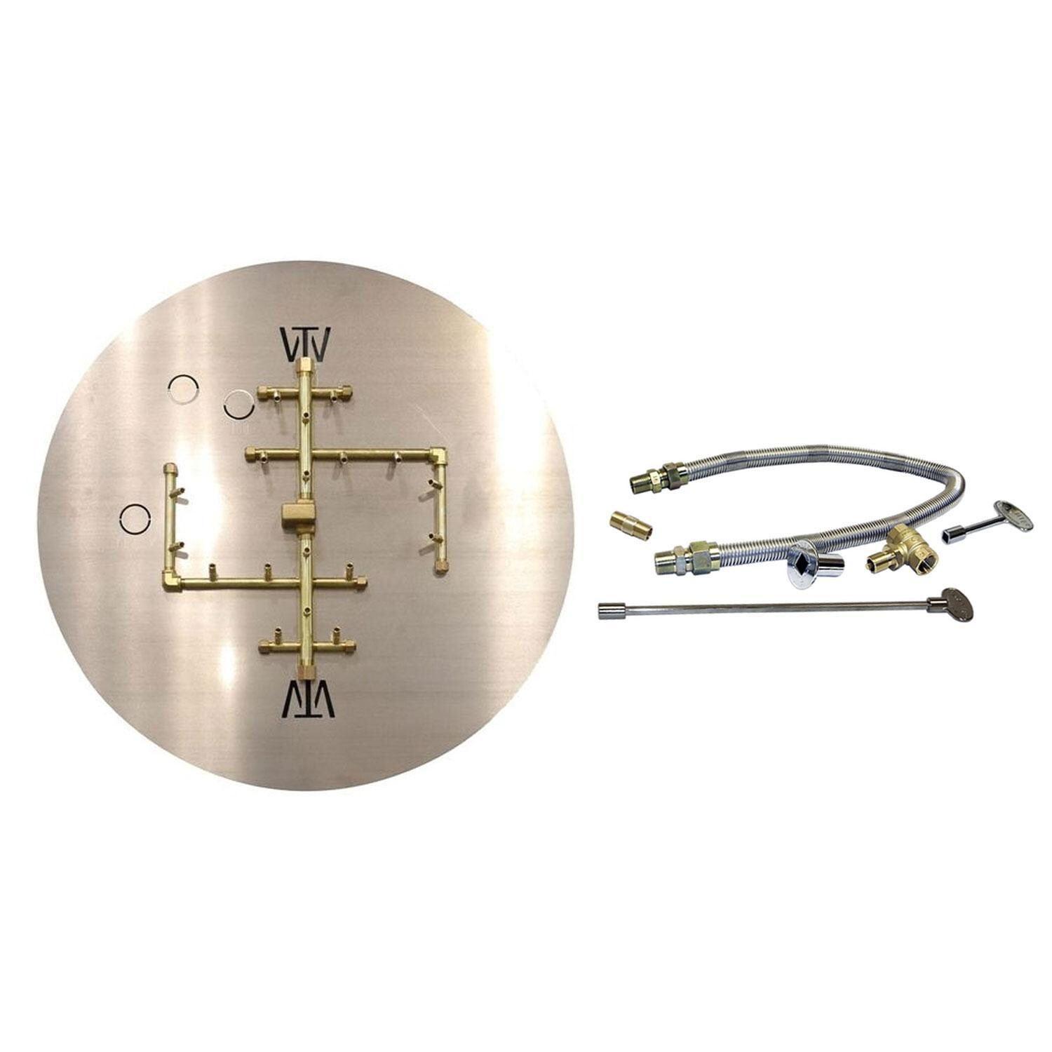 Warming Trends 17 3/4 X 15 1/2 CROSSFIRE Brass Natural Gas/Propane Burner w/ 30-in Circular Plate & Flex Line Kit