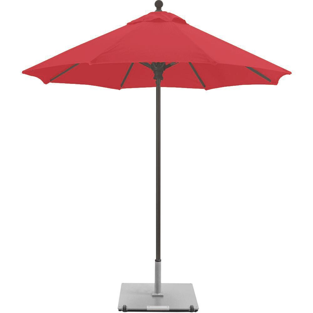 Galtech 7.5 Ft. Octagonal Aluminum Patio Umbrella W/ Manual Lift - Antique Bronze Frame W/ Jockey Red Sunbrella Fabric (Umbrella Base Not Included) thumbnail