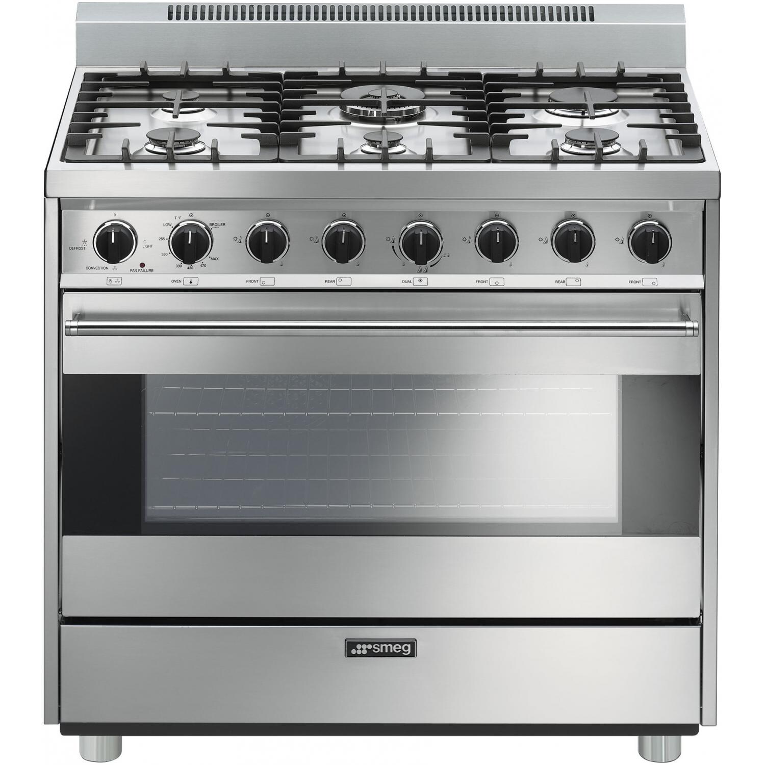 Smeg Classic 36-Inch 6-Burner Natural Gas Range - Stainless Steel - C36GGXU