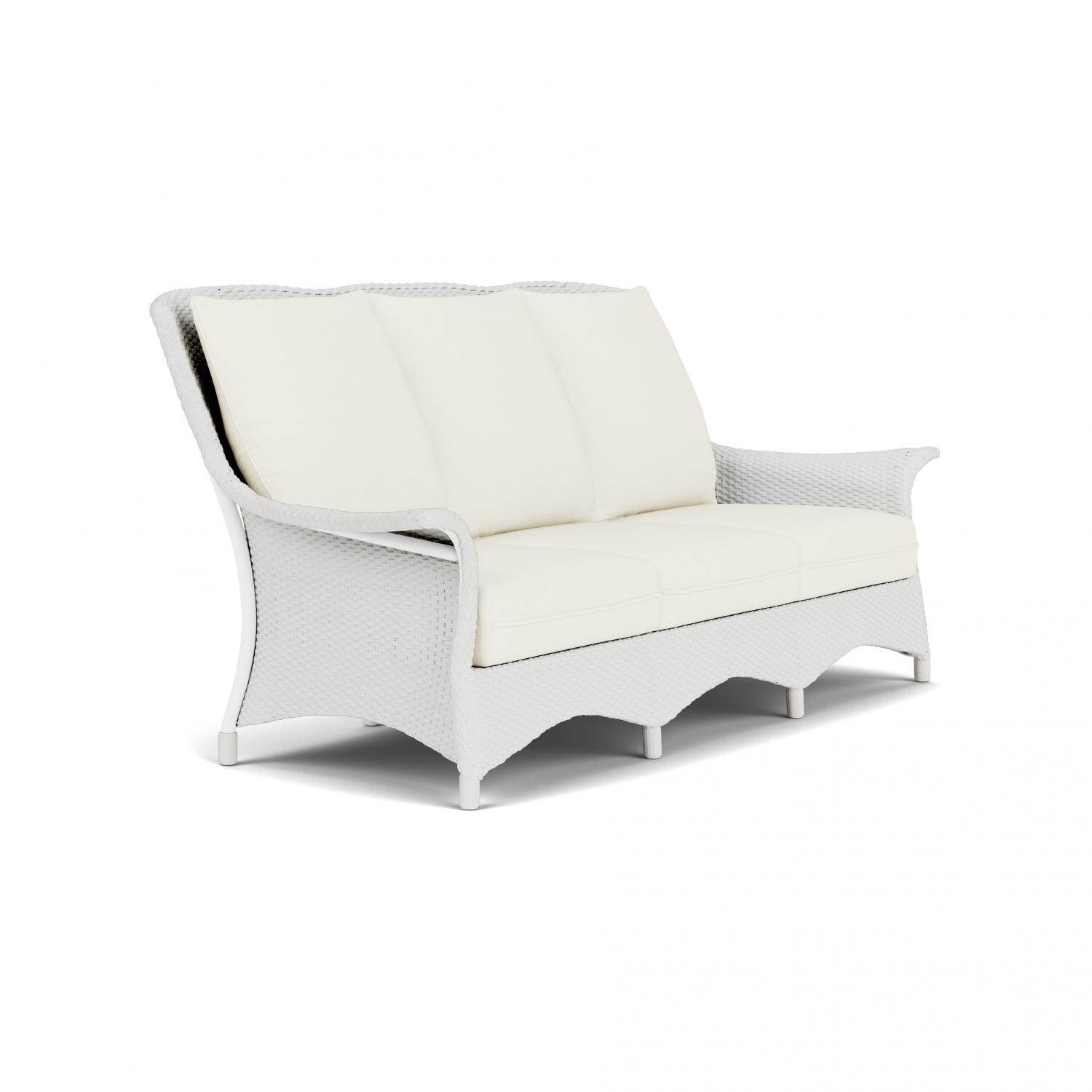 Lloyd Flanders Mandalay Sofa in Matte White Finish with Sailcloth Salt fabric - Angled thumbnail