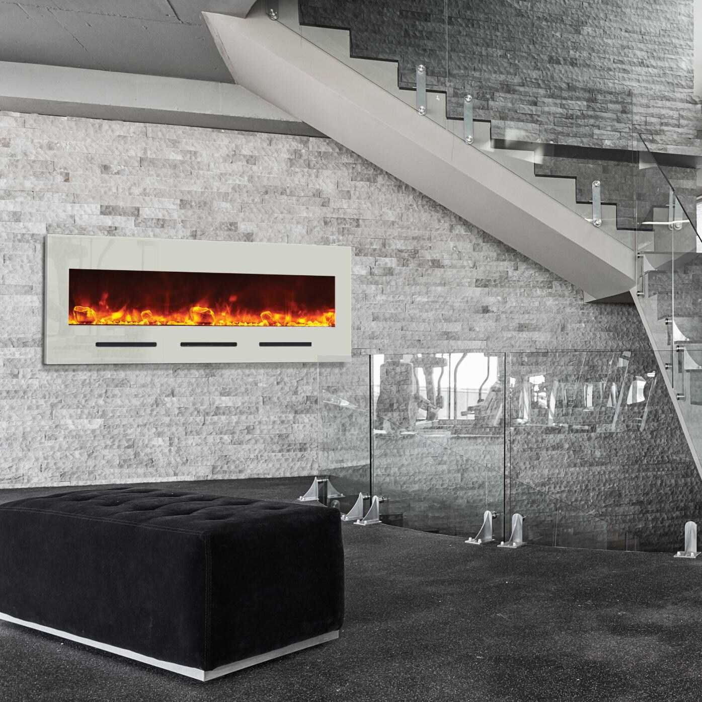 Amantii Wall Mount/Flush Mount Electric Fireplace - Orange - Installed thumbnail