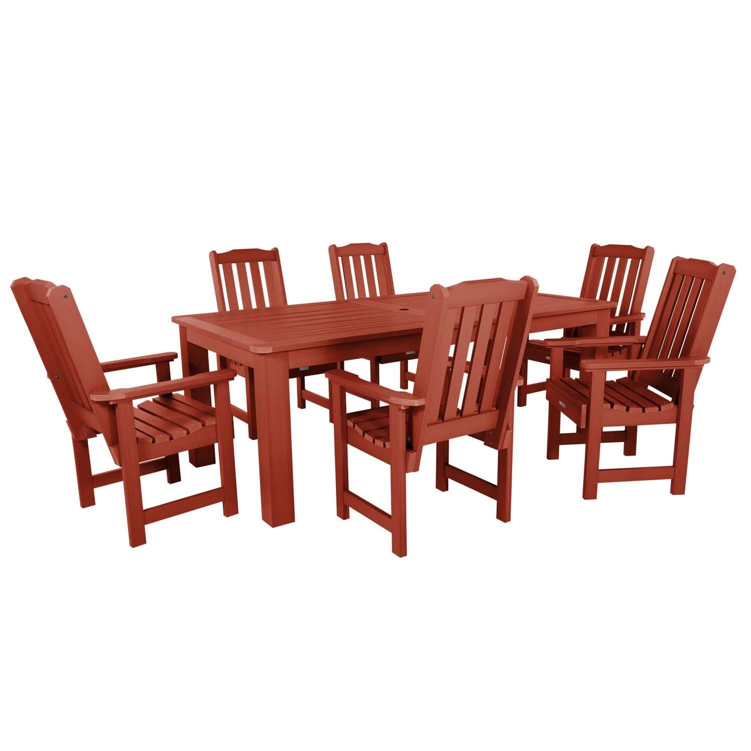 Hart Lane 7 Pc Recycled Plastic Dining Set In Rustic Red by Lakeview - White Background thumbnail