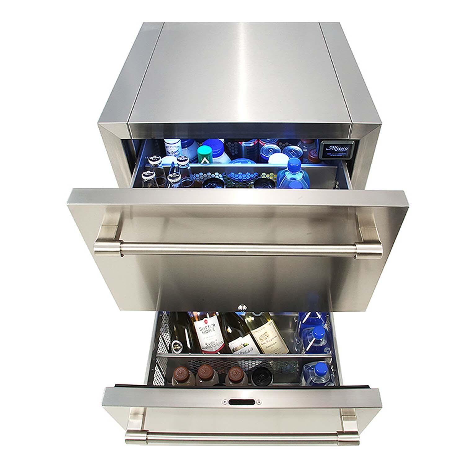 Alfresco AR-24D PolarCore 24-in 5.67 Cu. Ft. Outdoor 2 Drawer Refrigerator - Top View - White Background thumbnail
