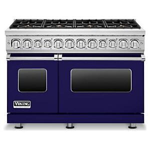 Viking Professional 7 Series 48-Inch 8 Burner Propane Gas Dual Fuel Range - Cobalt Blue - VDR7488BCBLP