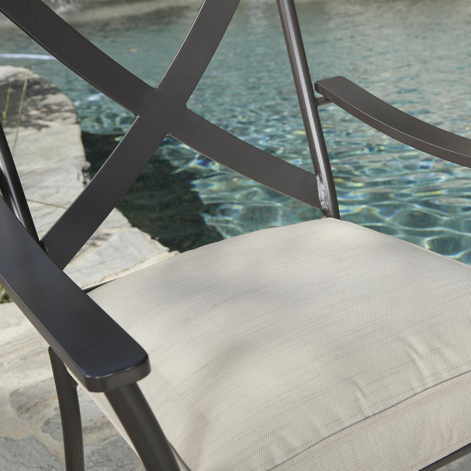 Lakeview Outdoor Designs Conde 7 Piece Aluminum Patio Dining Set - Patio Dining Chair Armrest & Seat Detail thumbnail