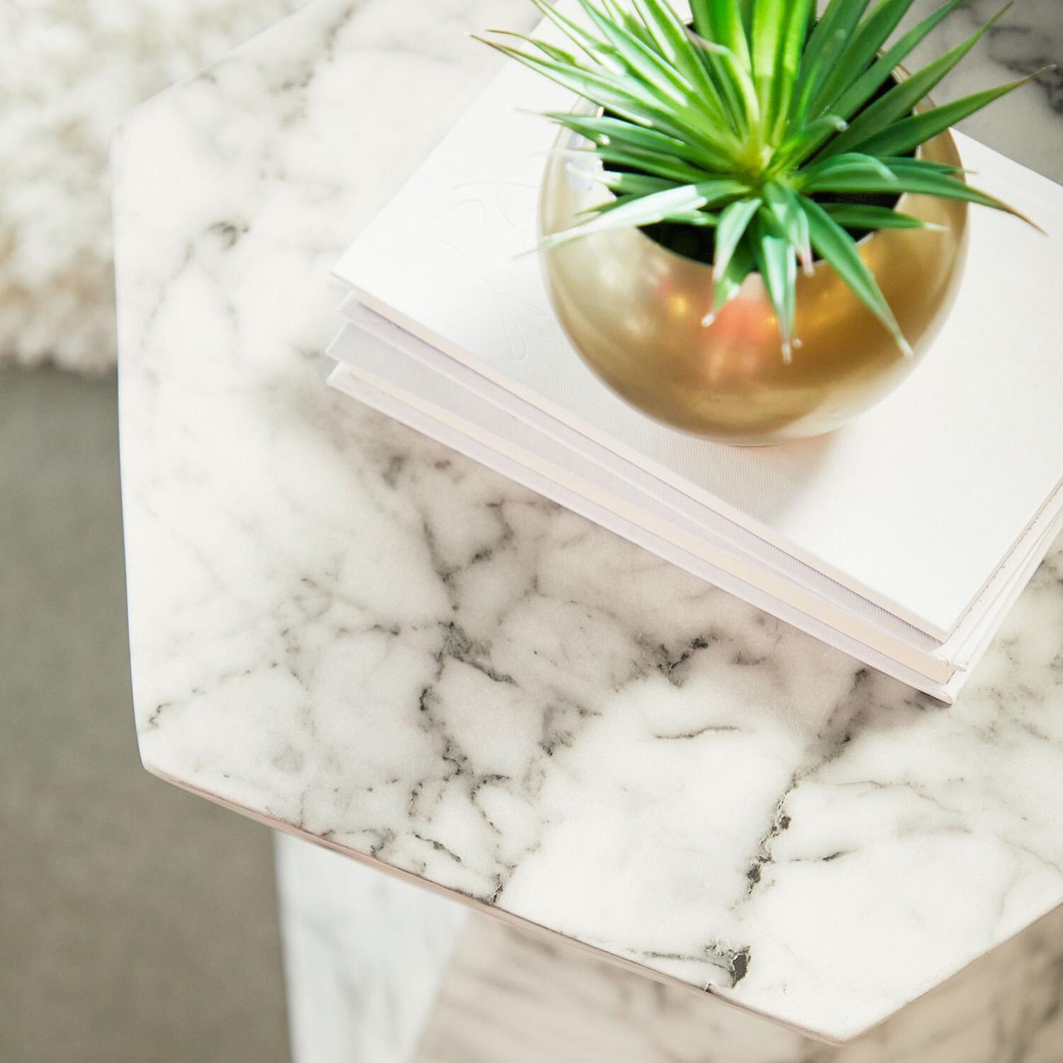 Lakeview Bento Ivory Marble Concrete Accent Table - Top View thumbnail