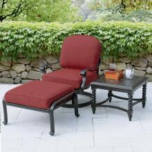 Villa Flora 3 Piece Cast Aluminum Patio Seating Set W/ Swivel Rocker & Sunbrella Canvas Henna Cushions By Lakeview Outdoor Designs image